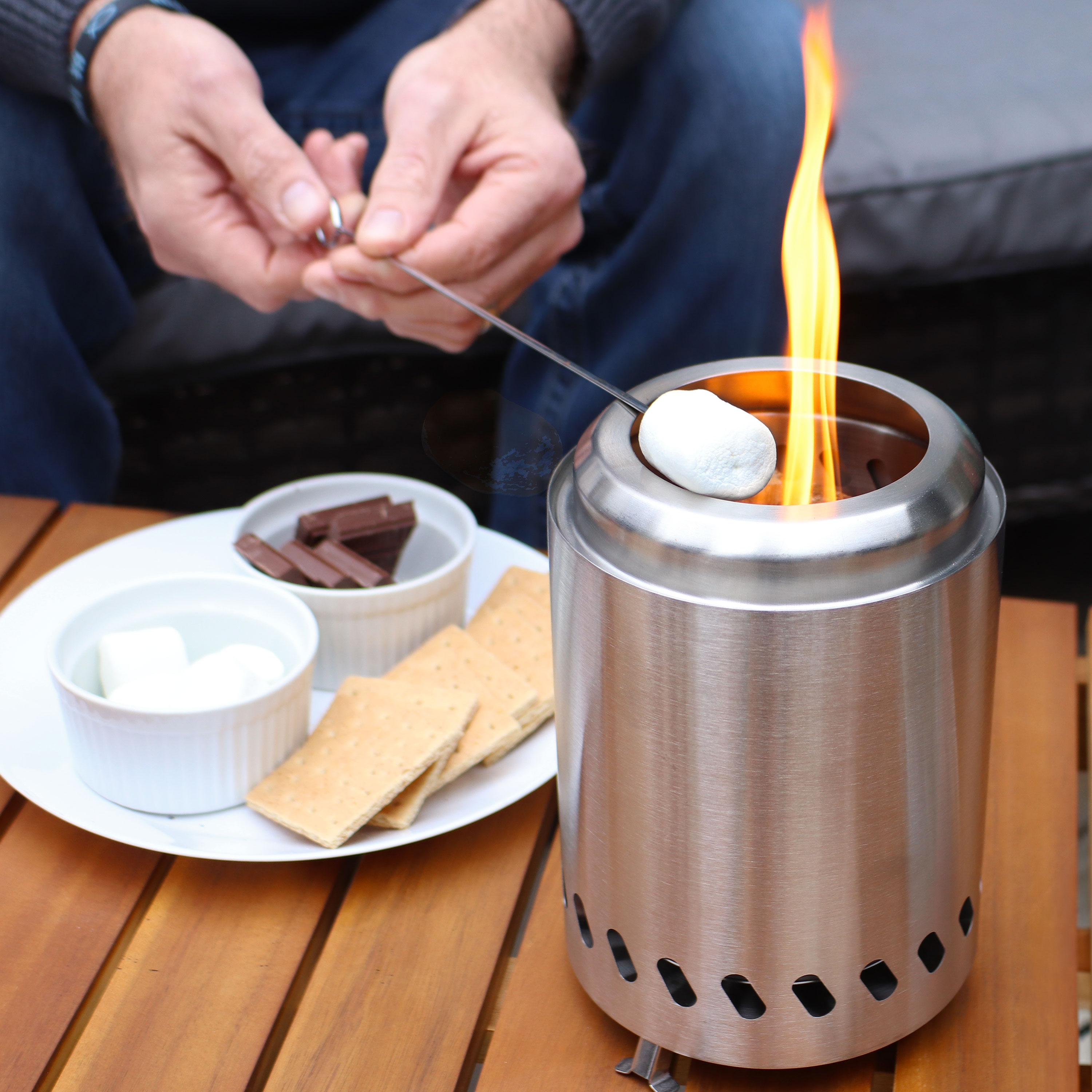 Sunnydaze Decor YK-823 5.5-in W Silver Stainless steel Wood-Burning Fire Pit