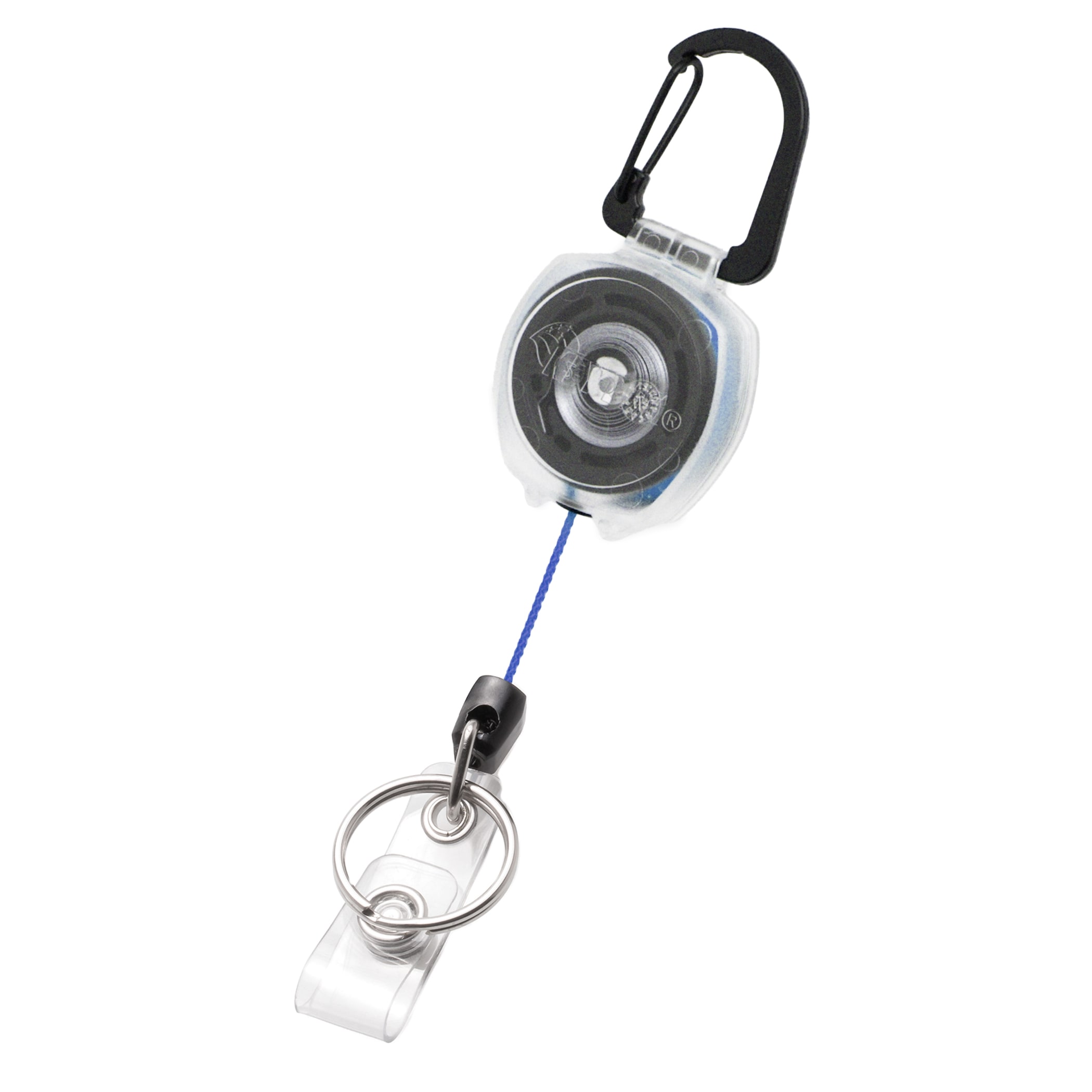 KEY-BAK 0KB2-5D214 SideKick Retractable Carabiner ID Badge Strap Clear w/ Blue Cord Keychain