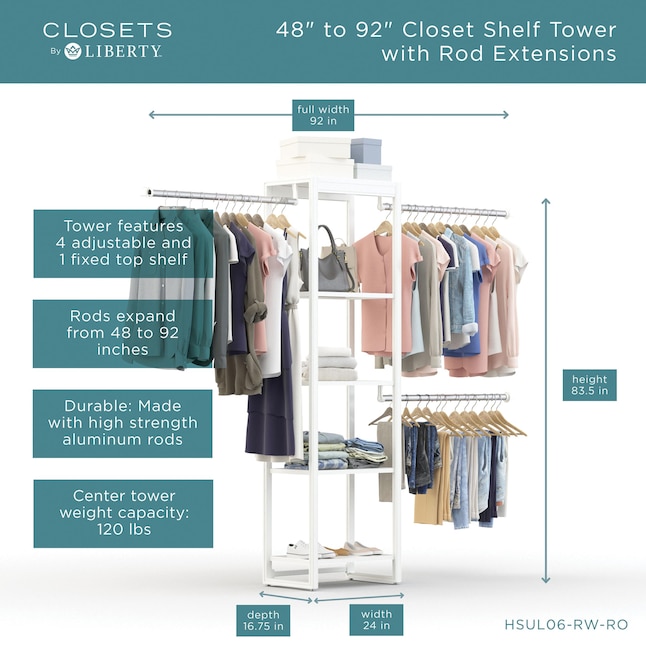 Closets by Liberty 7.75-ft to 7.75-ft W x 7-ft H Classic White Solid ...