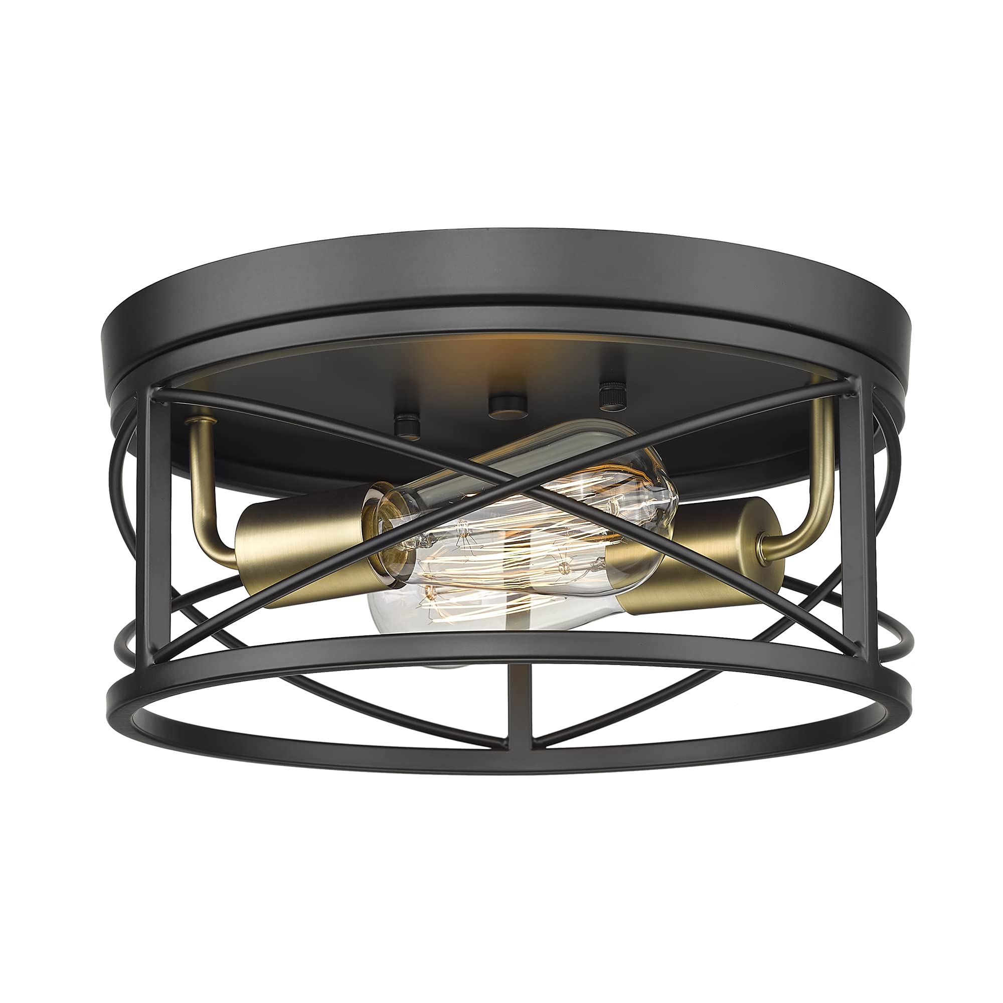 LTMATE LSC9066 BK+BR JAZAVA 2 -Light 11.8-in Matte Black Flush Mount Light