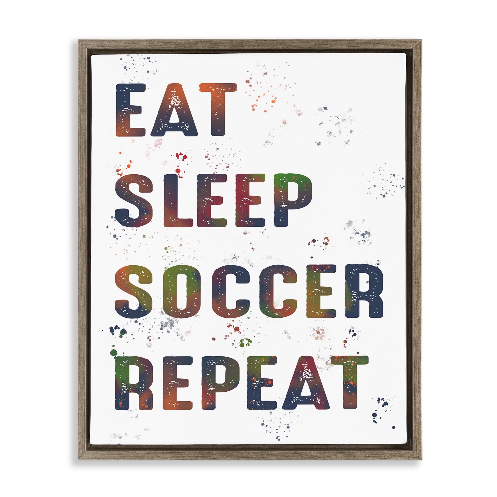 Stupell Industries BS-066-FFE-24X30 Eat Sleep Soccer Repeat Brown Framed Floater Canvas Wall Art By Marcus Prime 25 x 31