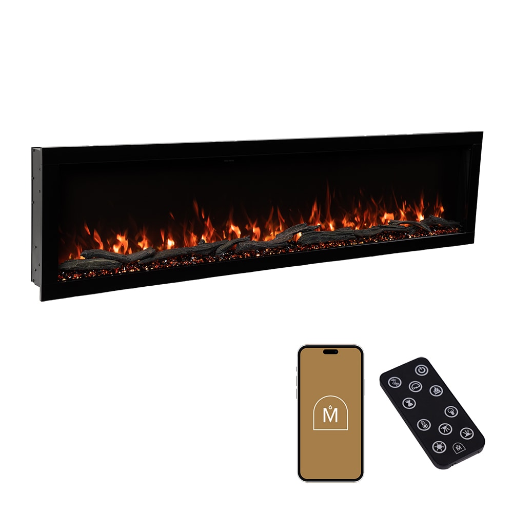 Modern Ember ME-HM84 84-Inches W Highmark Black Wall mount Fan-forced Wall-mount Electric Fireplace with Remote Control Included