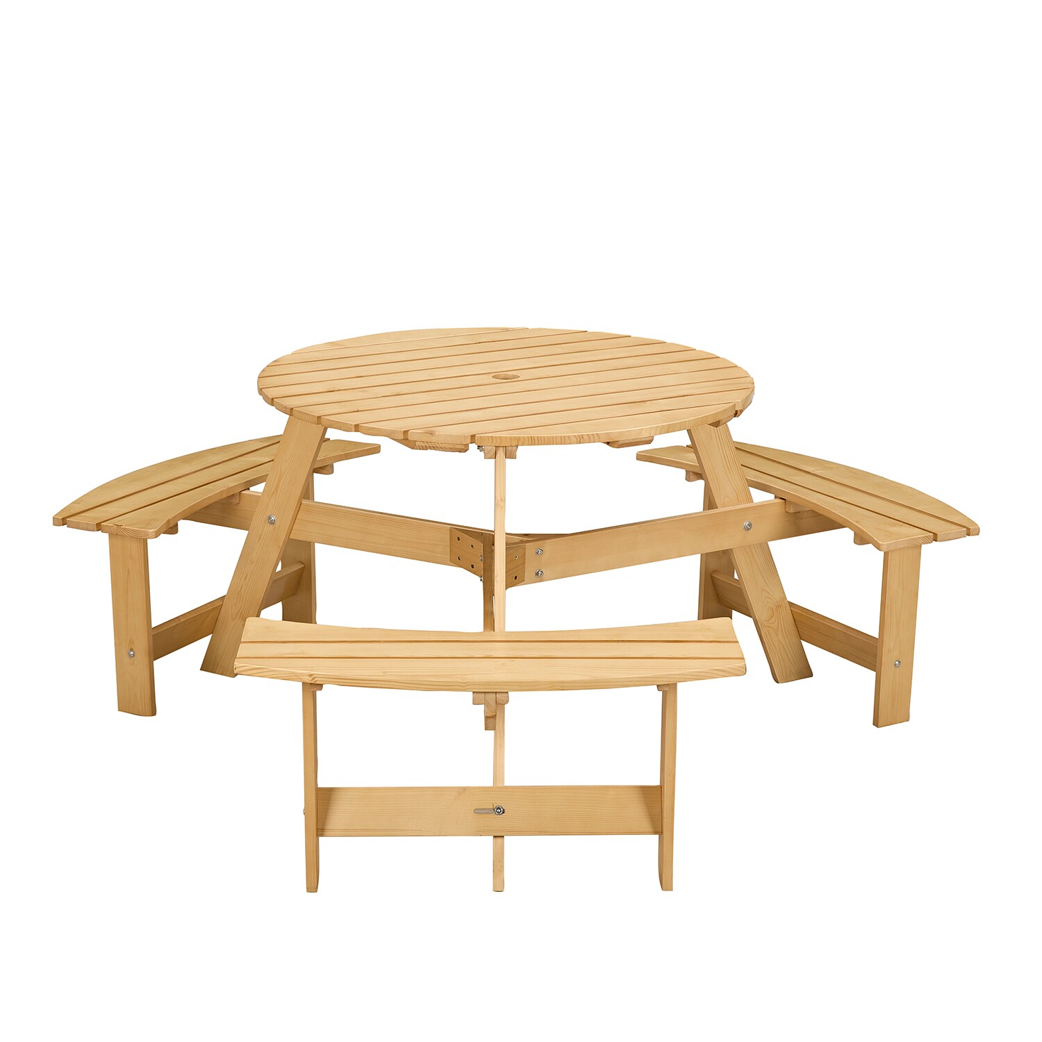 Bybafun YB6700031 35.5-in Yellow wood Round Picnic Table