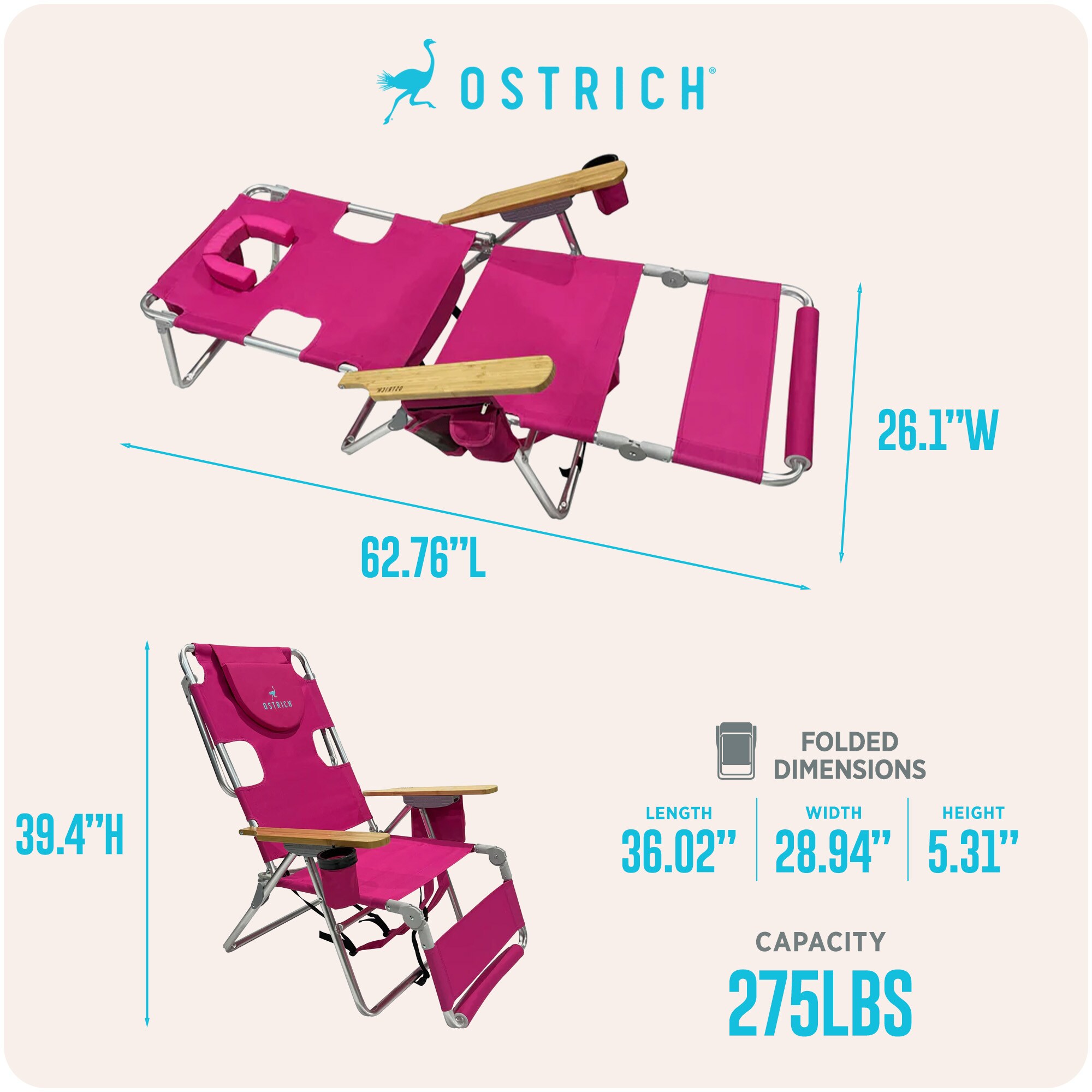 Ostrich BP3N1W-1001P Beach-Camping-Chairs - View #4