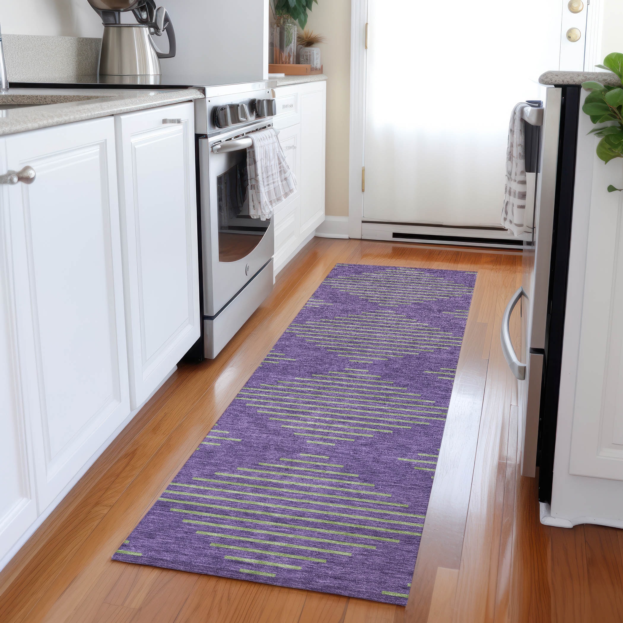 Addison Rugs ACN1017PP2X8 Chantille ACN1017PP 2 x 7 (ft) Polyester Purple Rectangular Indoor/Outdoor Geometric Machine washable Runner rug
