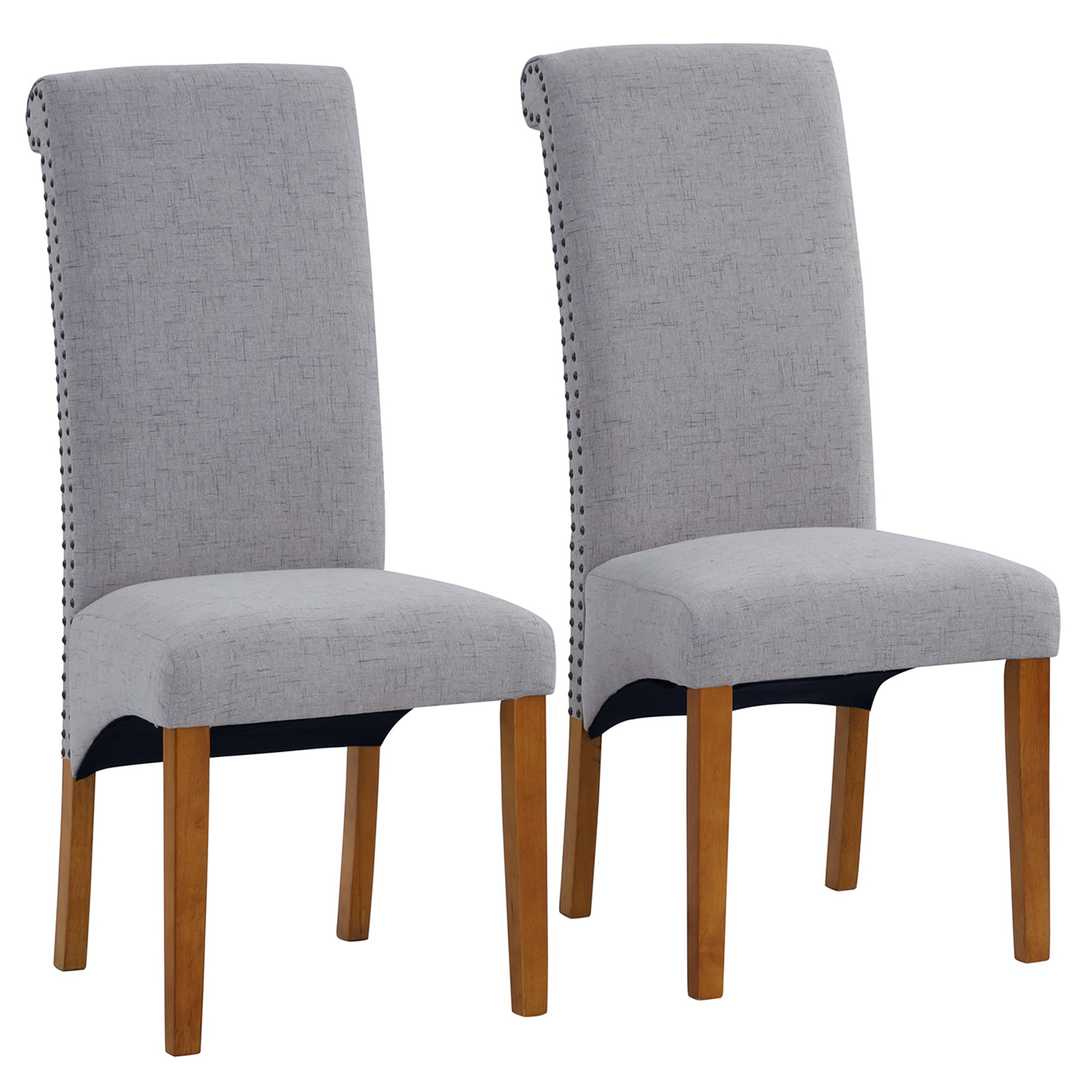 Upholstered Parsons Dining Chairs Set of 2 Faux Leather Dining Room Chair  High Back Carving Rubberwood Dining Chair with Solid Wood Leg for Dining