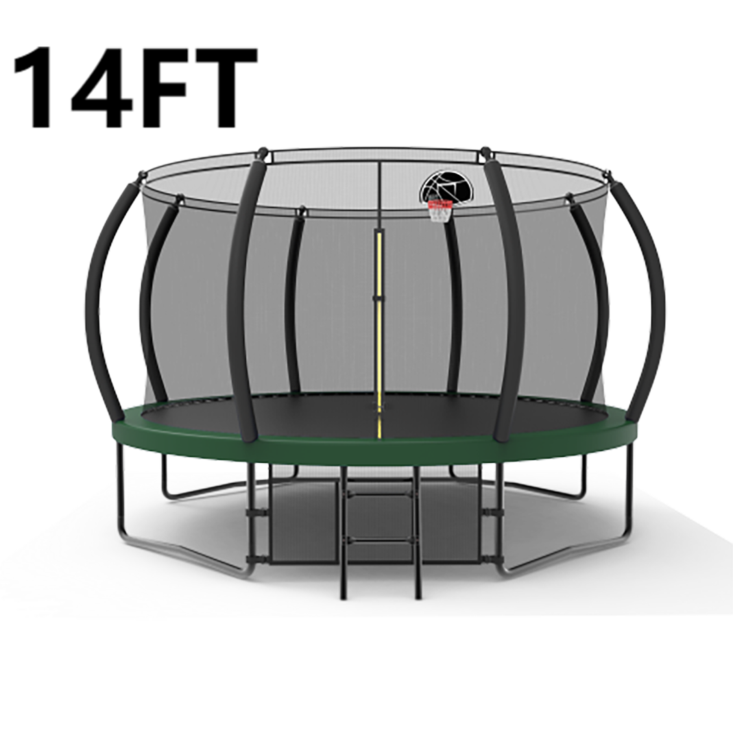 Kahomvis MERS-QPW1-029 Trampolines 14-ft Round Backyard in Black