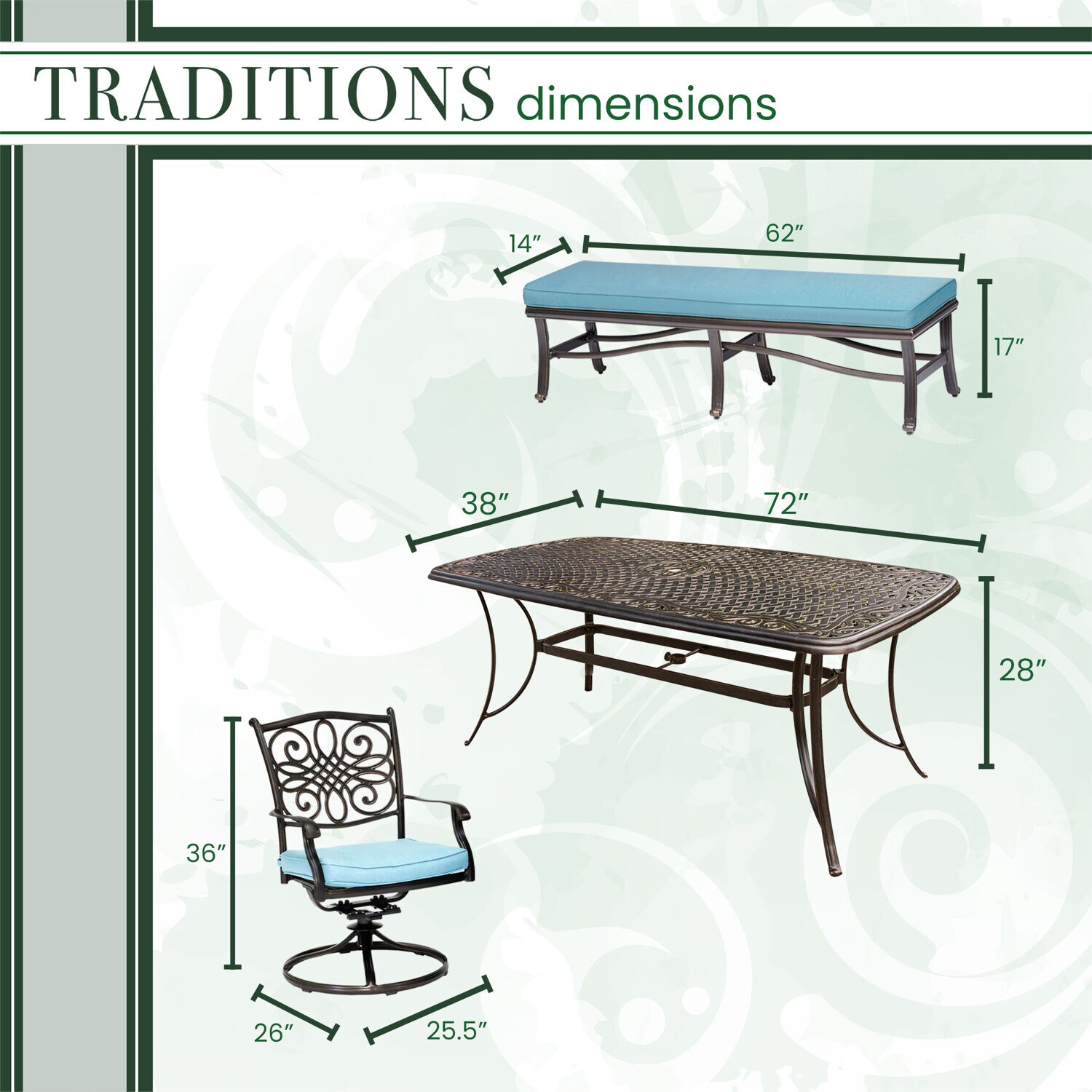Hanover TRADDN6PCSW4BN-BLU Patio-Dining-Sets - View #3