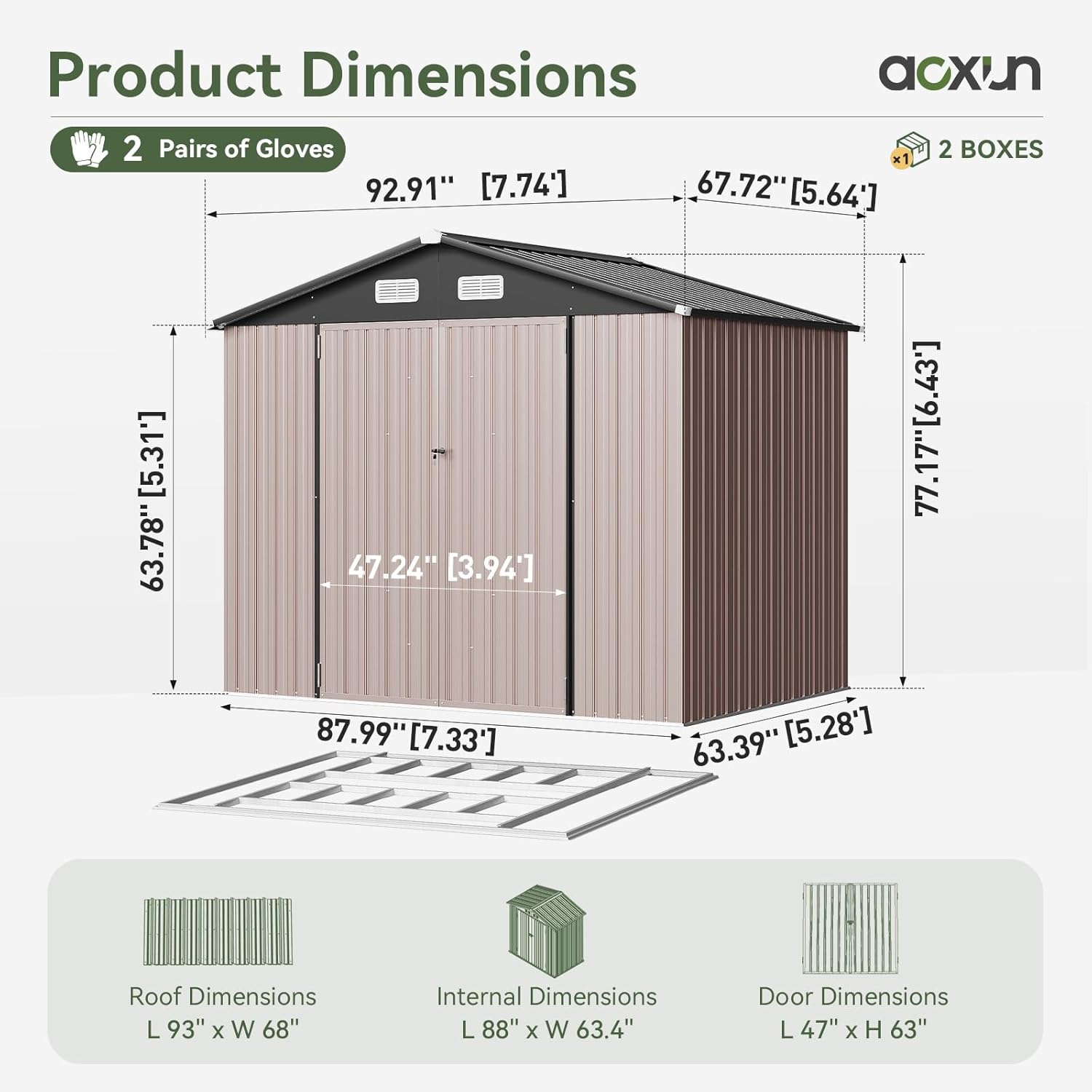 AOXUN G37008-BASE Metal-Storage-Buildings-Sheds - View #9