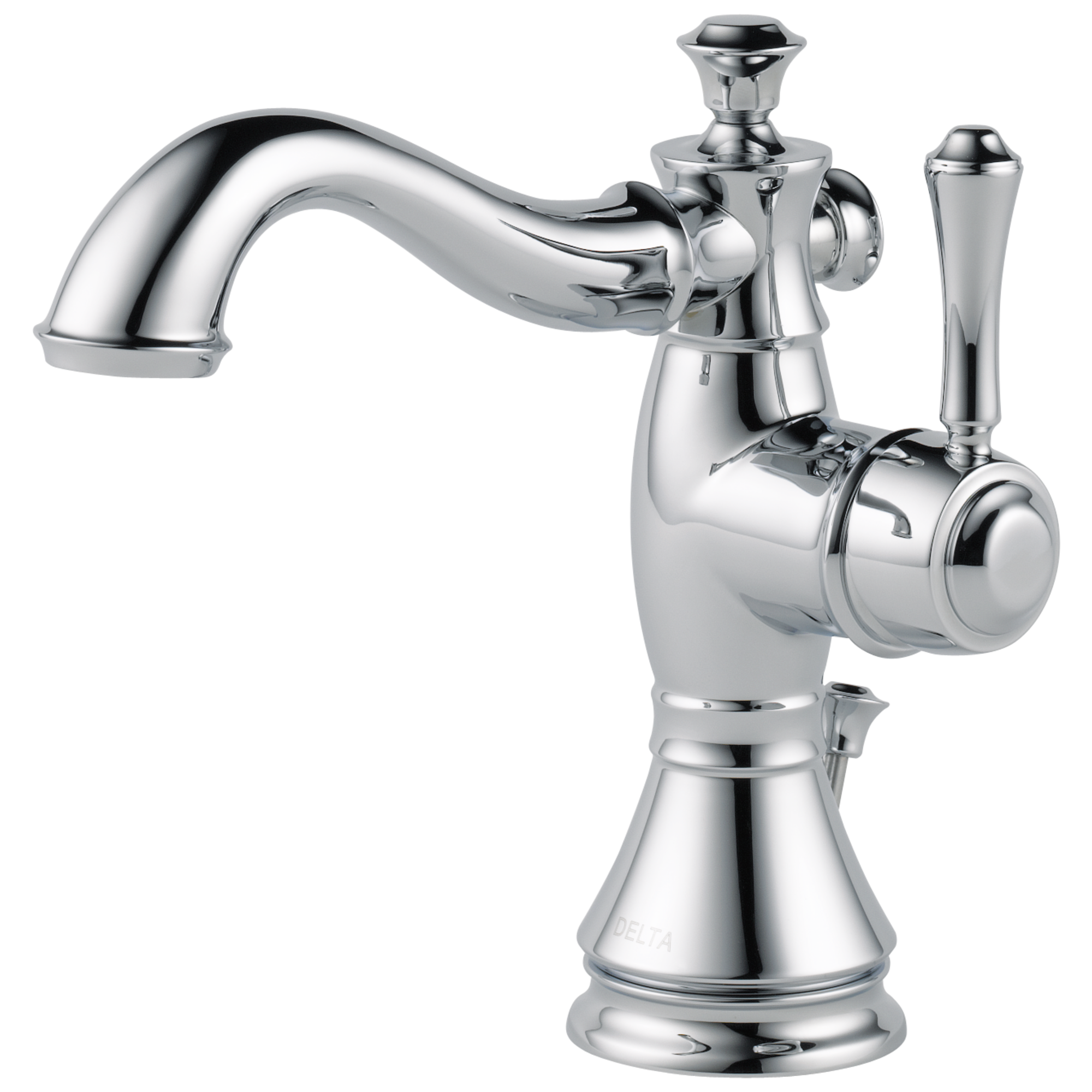 Delta 597LF-MPU Cassidy Chrome 4-in centerset 1-handle WaterSense Mid-arc Residential Handle Bathroom Sink Faucet with Drain