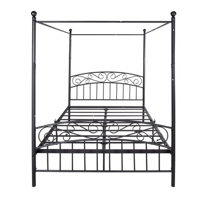 Gzmr Black Metal Canopy Bed Full, Black Canopy Cal King Bed