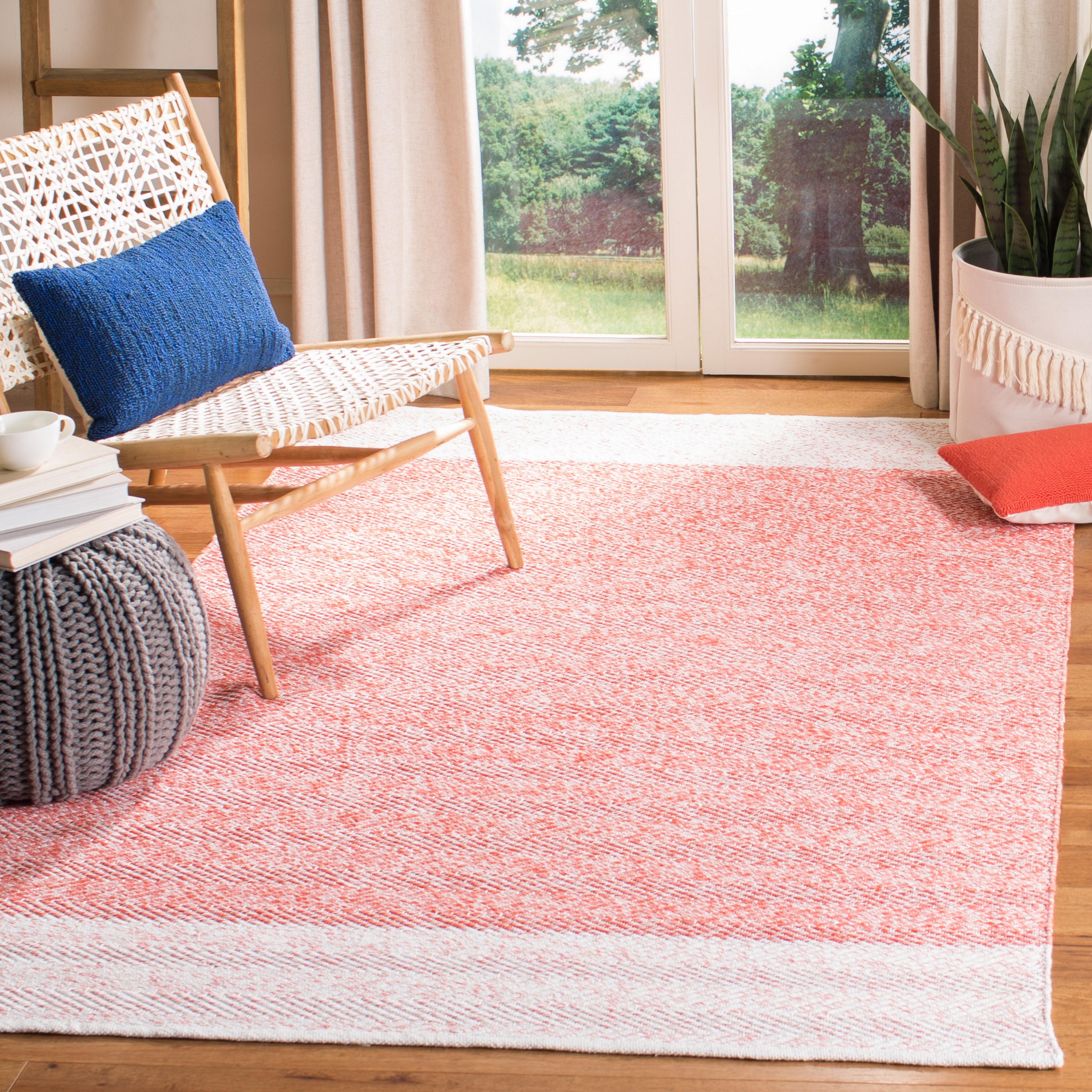 Safavieh NAN148P-4 Nantucket Eliot 4 x 6 (ft) Loomed Cotton Ivory/Rust Rectangular Indoor Chevron Coastal Area rug