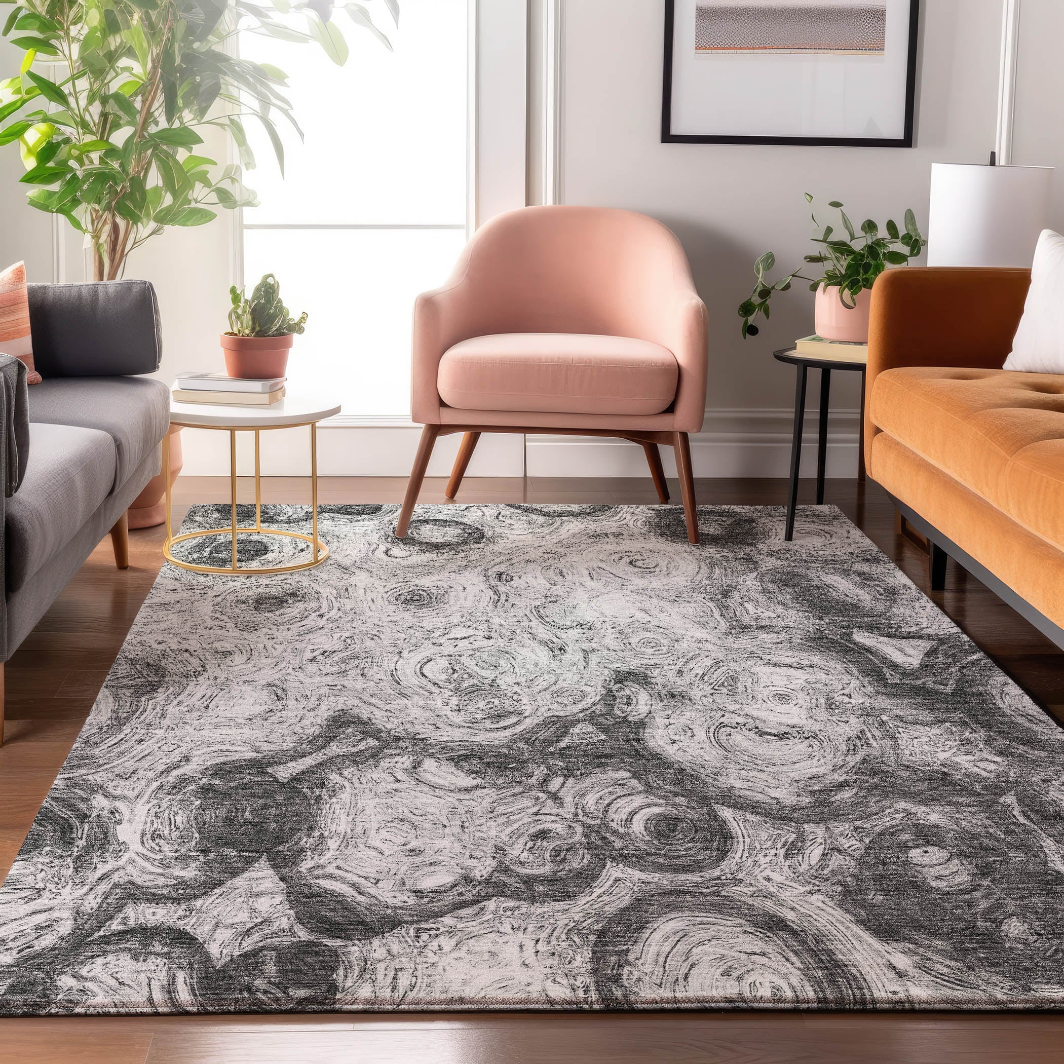 Addison Rugs AMF579GY3X5 Mayfield AMF579GY 3 x 5 (ft) Loomed Polyester Gray Rectangular Indoor Geometric Machine washable Area rug