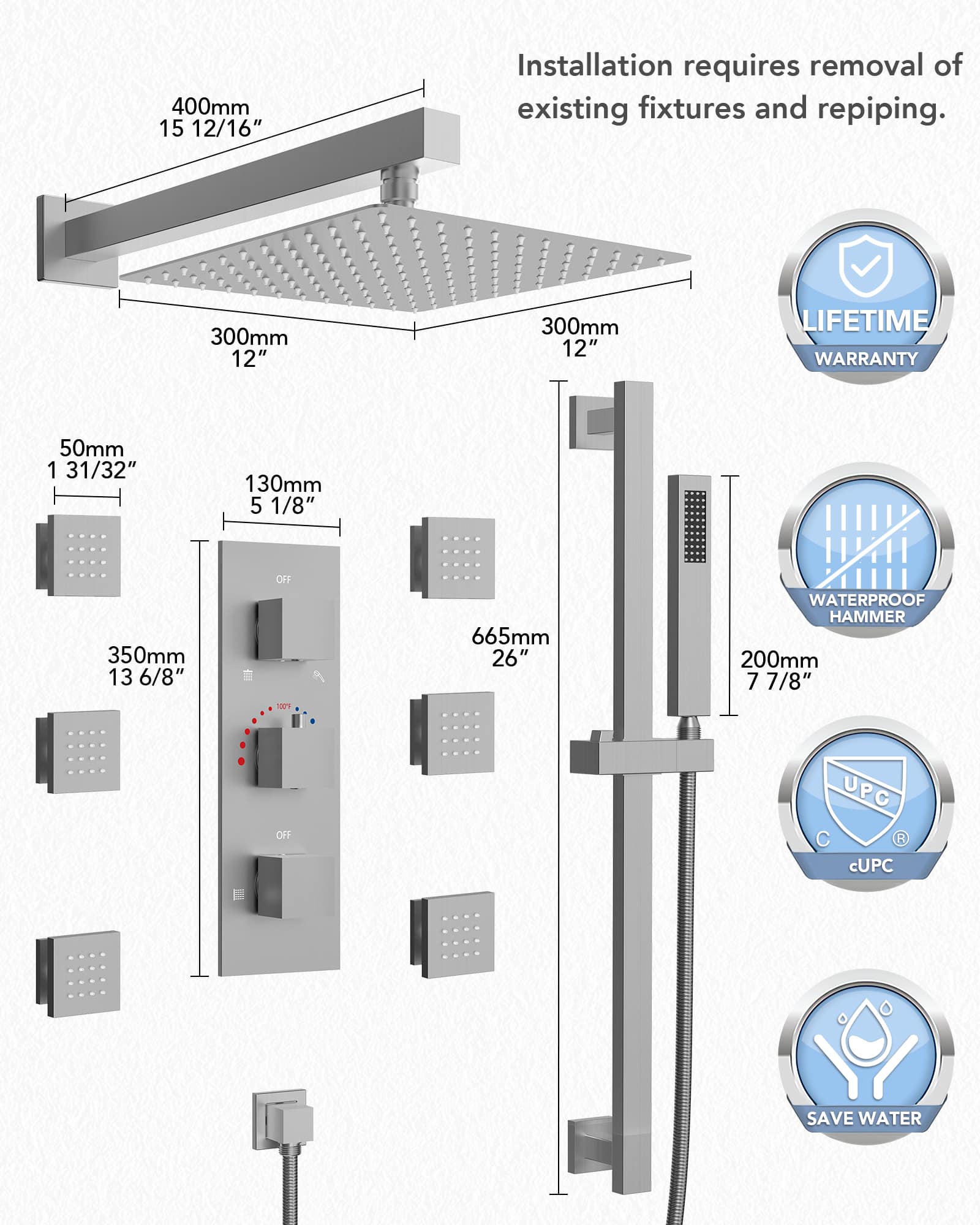 EVERSTEIN SFS-1016-NK12 Tub-Shower-Faucets - View #11