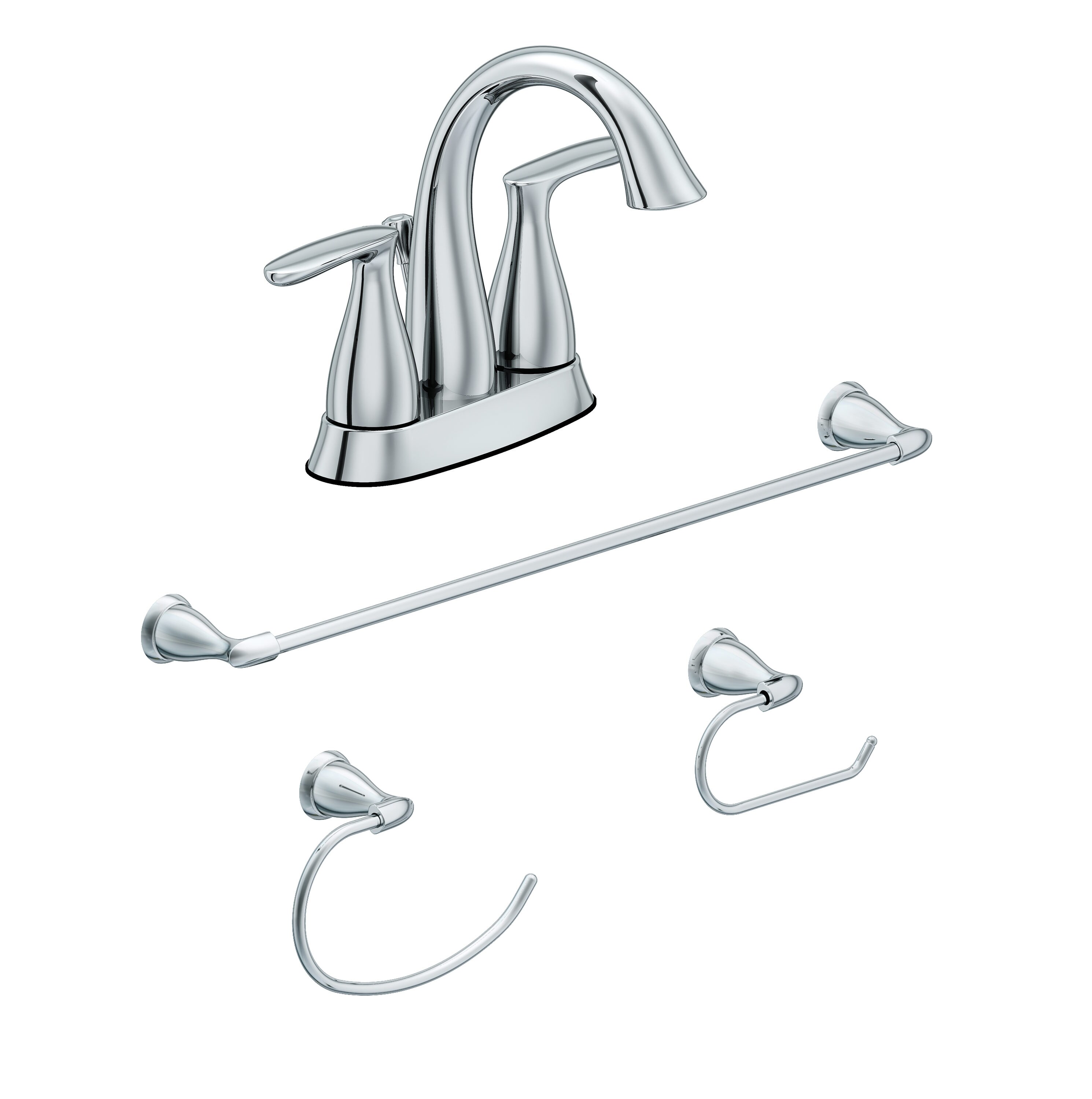 AquaSource 4Piece Polished Chrome Decorative Bathroom Hardware Set