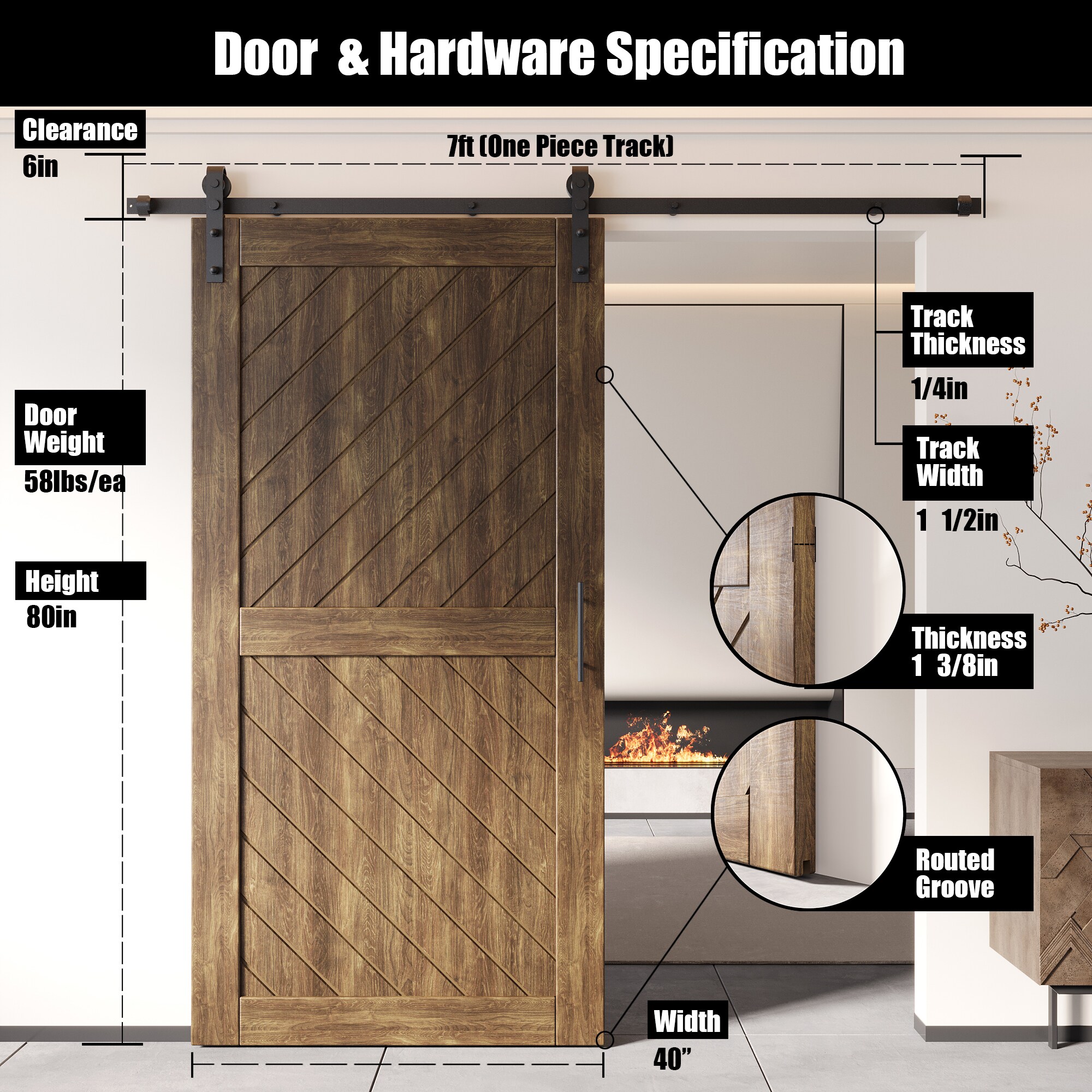 HOMACER YT1H084C-XT3-4080-WA Barn-Doors - View #2