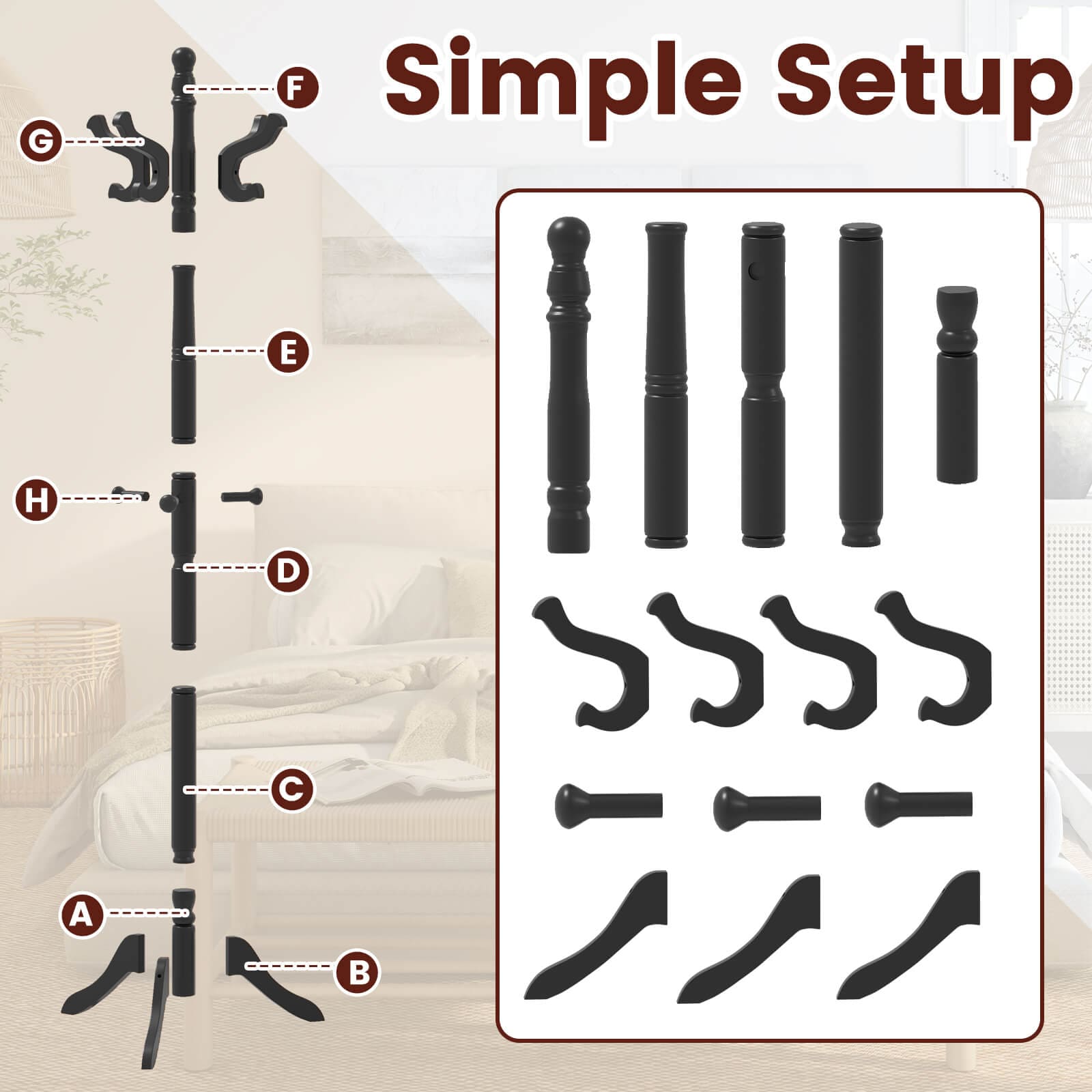 Costway HCST08392 Coatrack-Stands-Pedestals - View #7