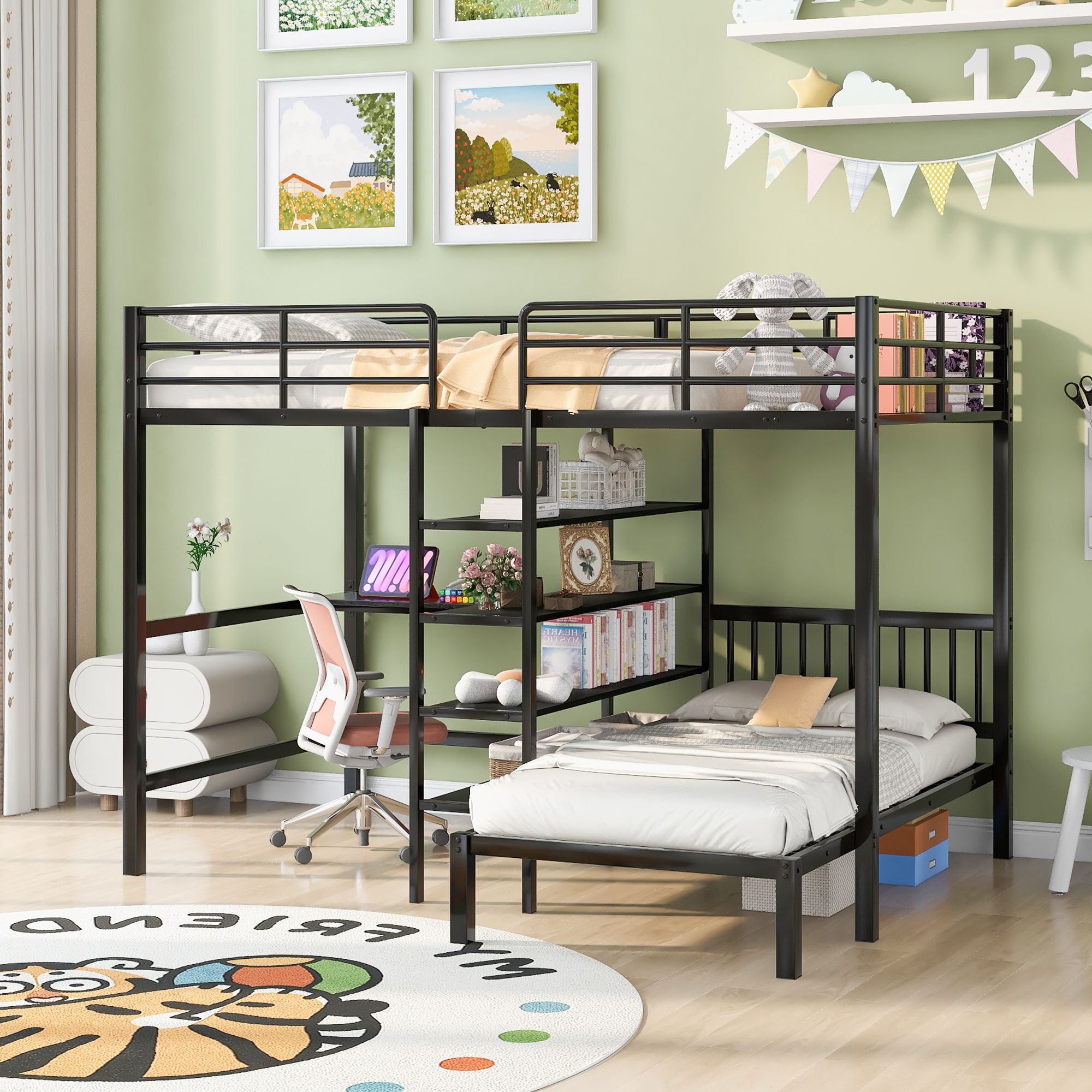Yiekholo LL-1763AAB Black Twin over full Bunk Bed