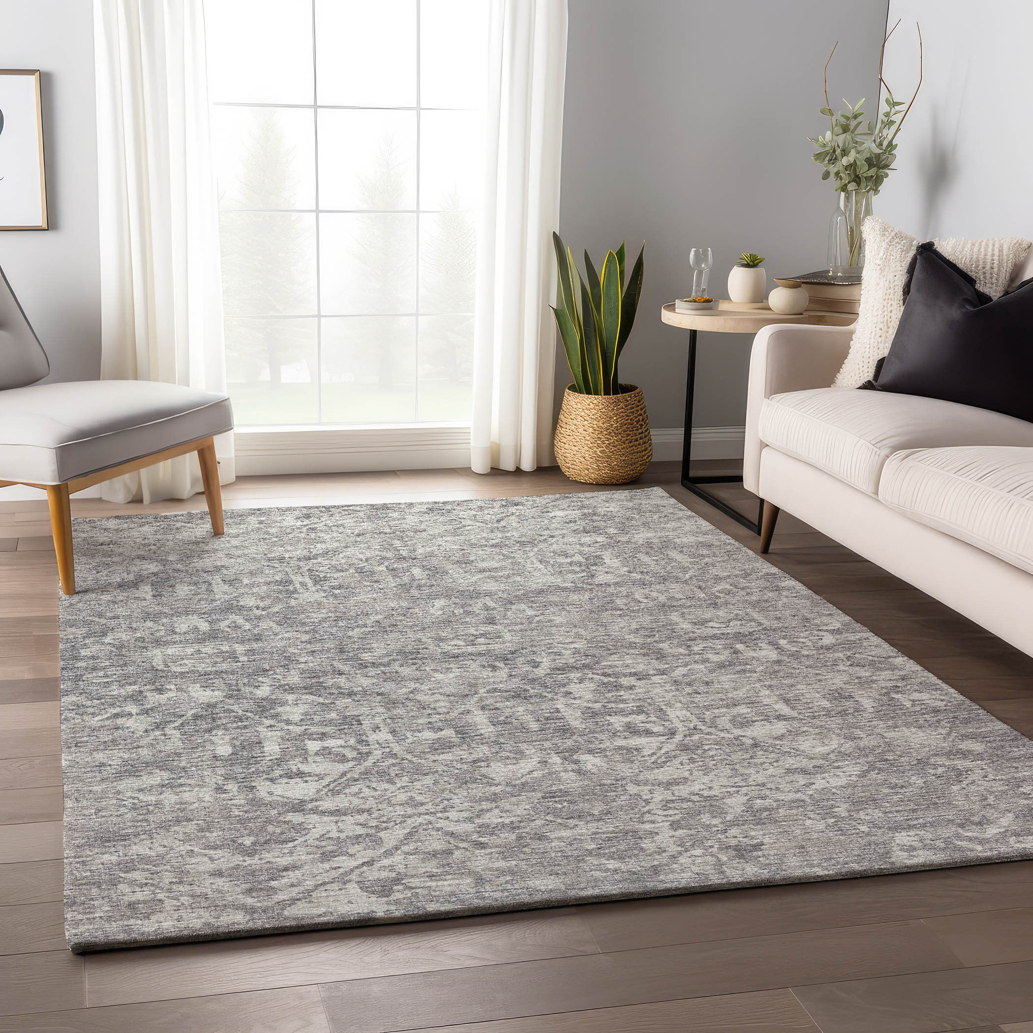 Addison Rugs AMF40GY3X5 Mayfield AMF40GY 3 x 5 (ft) Loomed Polyester Gray Rectangular Indoor Abstract Machine washable Area rug