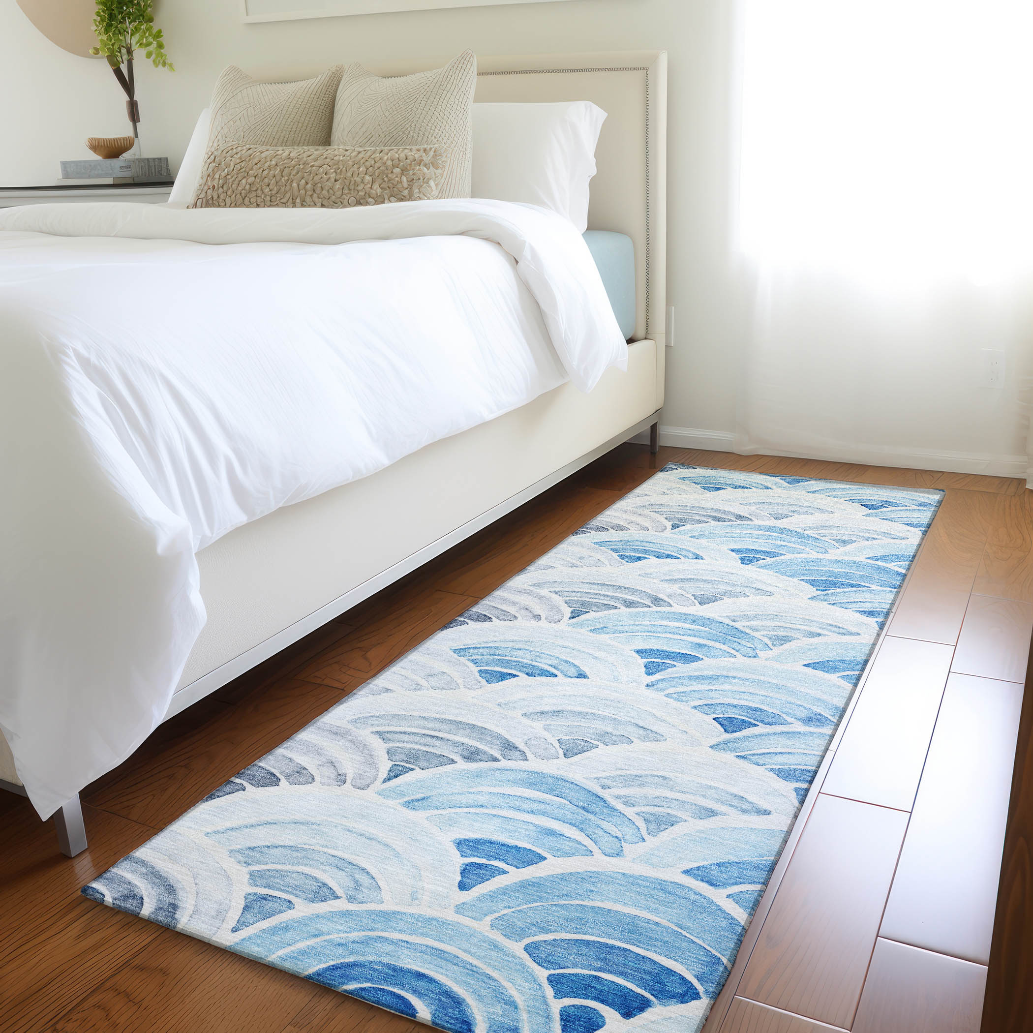 Addison Rugs AMF184BL2X8 Mayfield AMF184BL 2 x 7 (ft) Loomed Polyester Blue Rectangular Indoor Geometric Machine washable Area rug