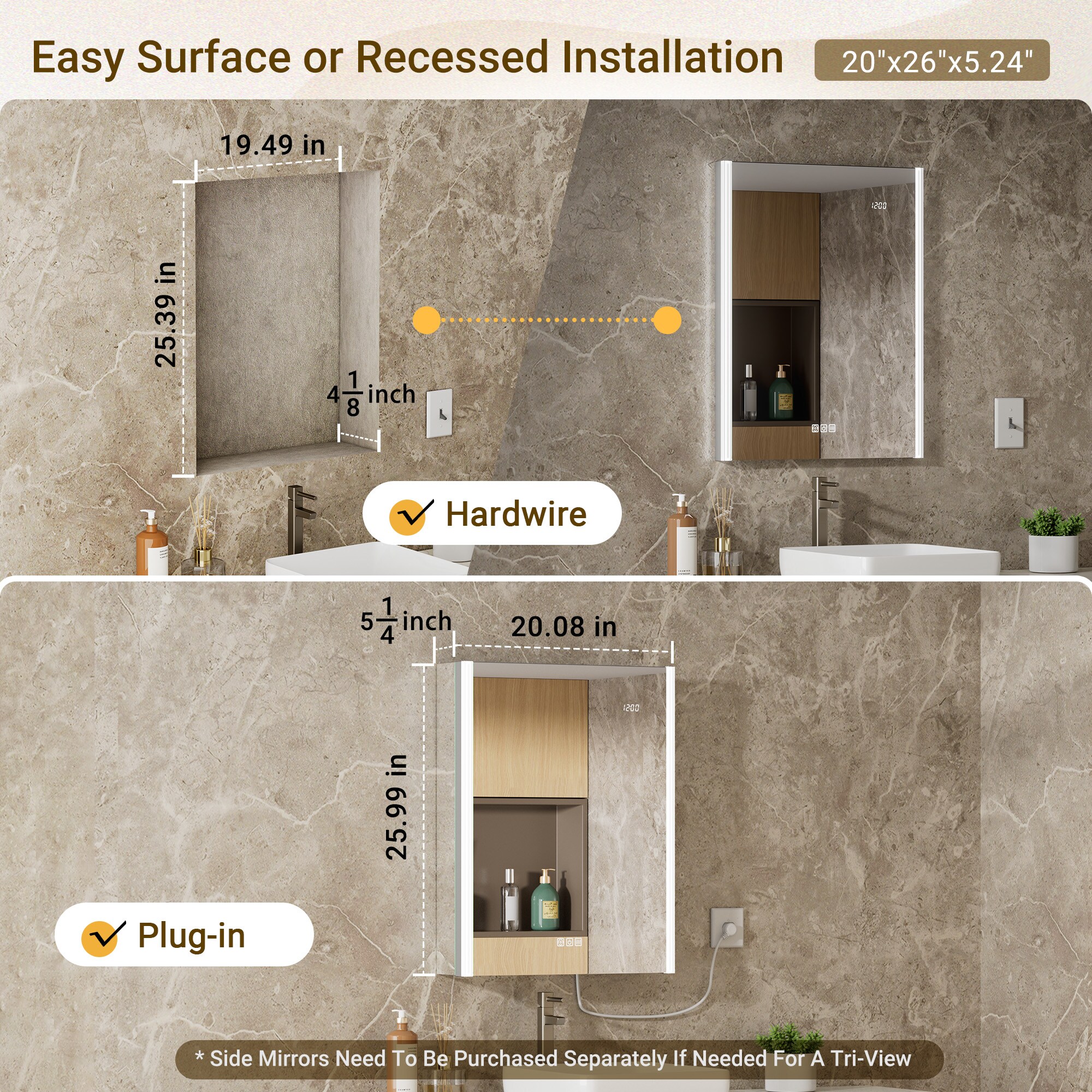 QueenFun WSMCAL2026R Bathroom-Medicine-Cabinets - View #8