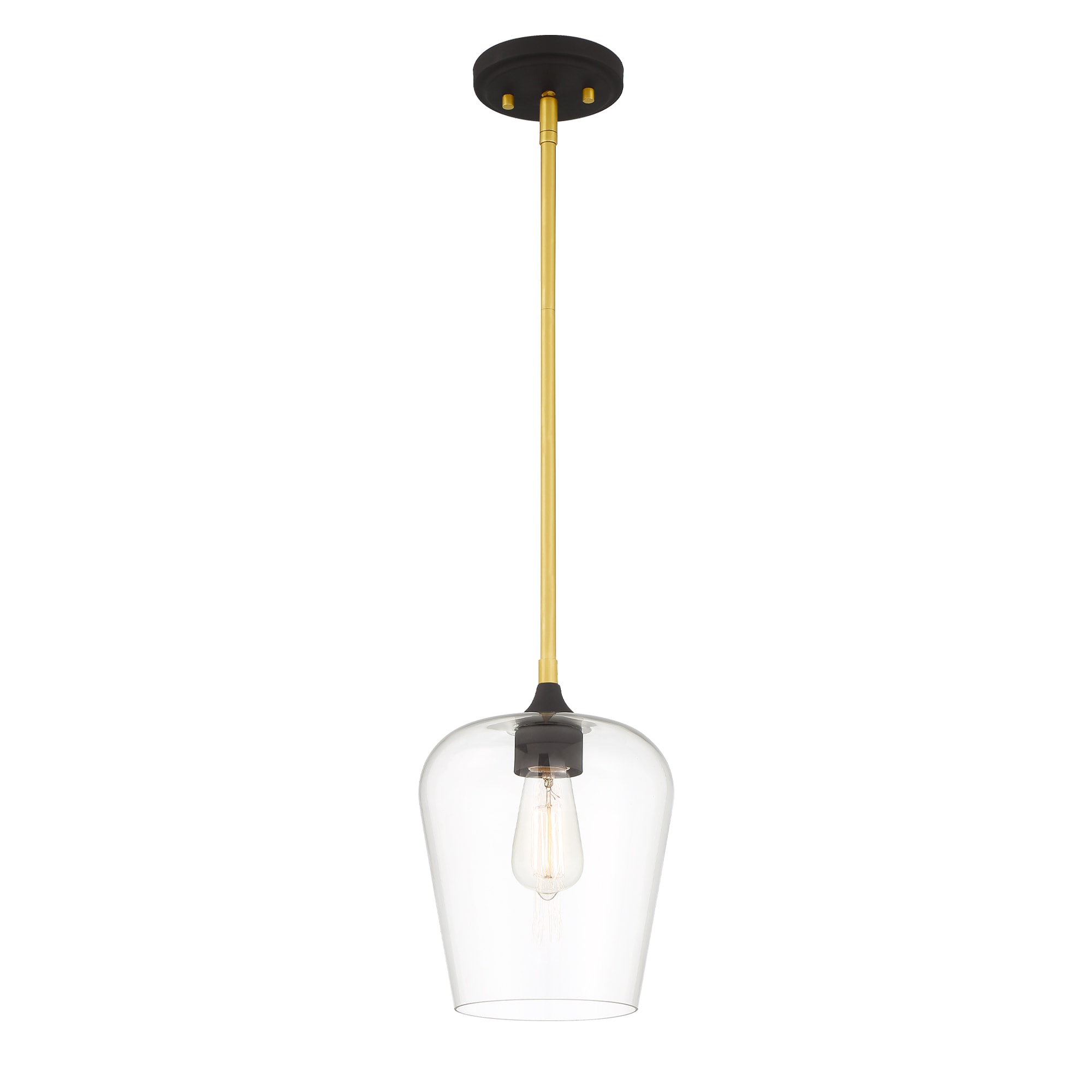 ACROMA 3401BGAZCL Sebring 1 -Light Satin Brass Matte Black Modern/contemporary Clear glass Cylinder Mini Hanging Pendant light