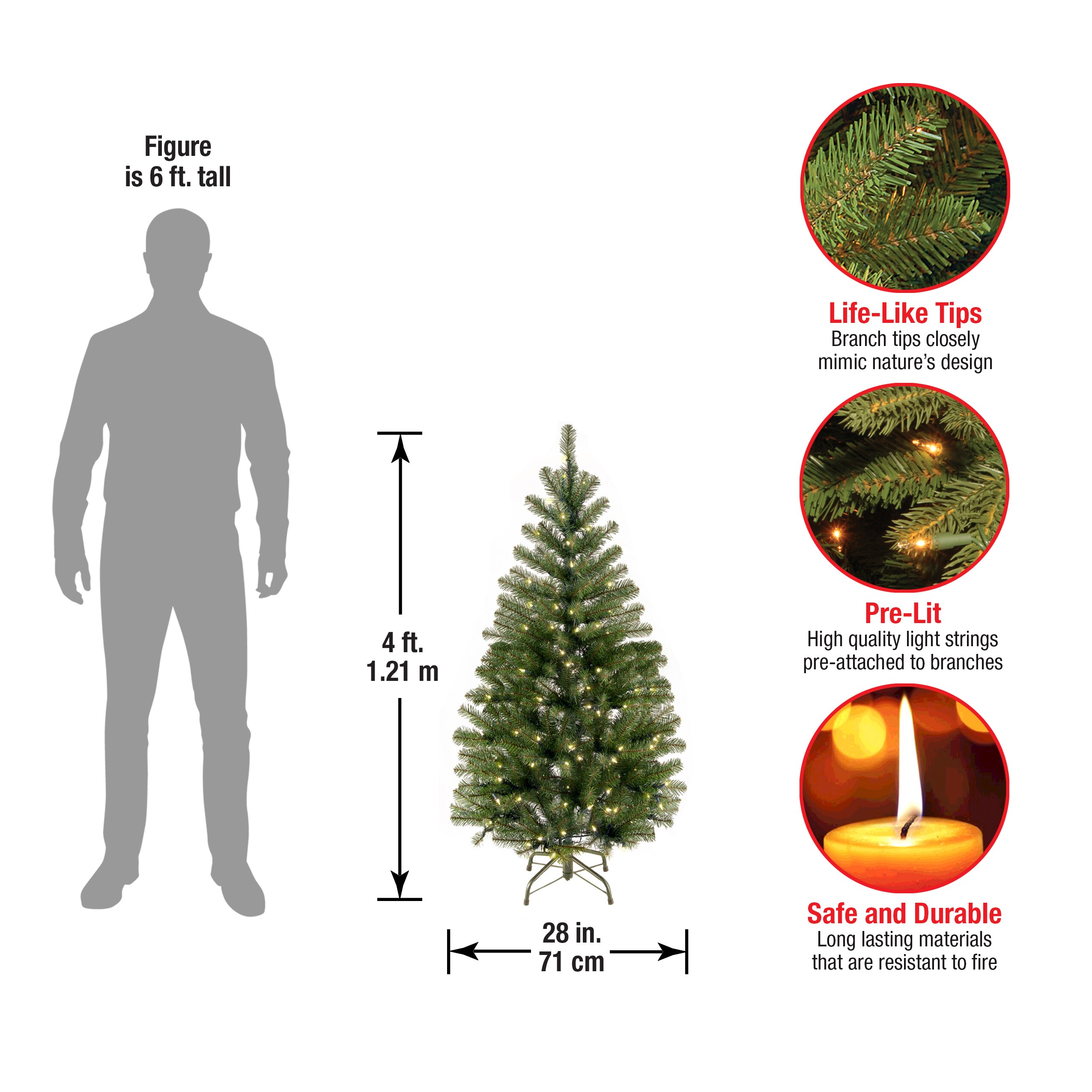 National Tree Company 4ft Aspen Fir Prelit Artificial Christmas Tree