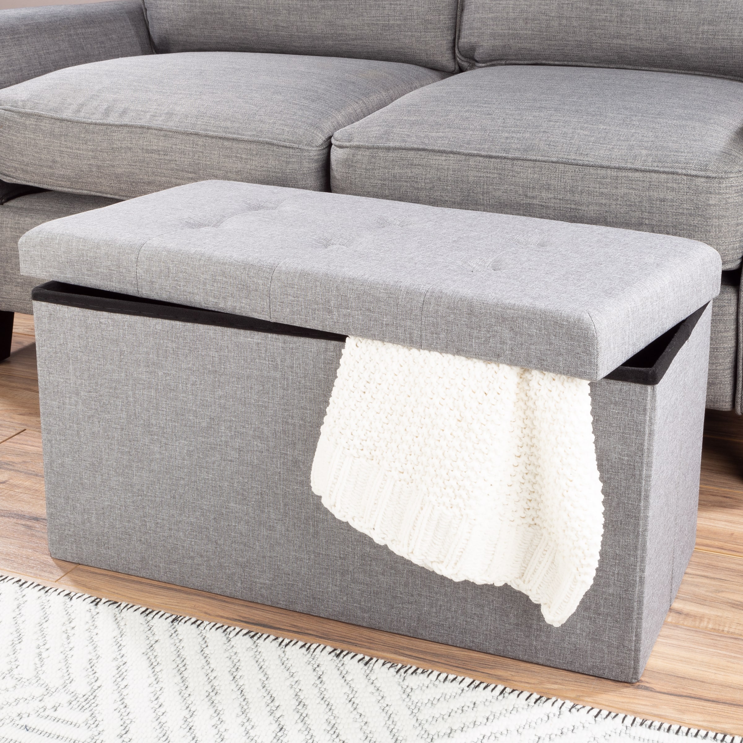 Hastings Home 426142PII Modern Gray Storage Ottoman