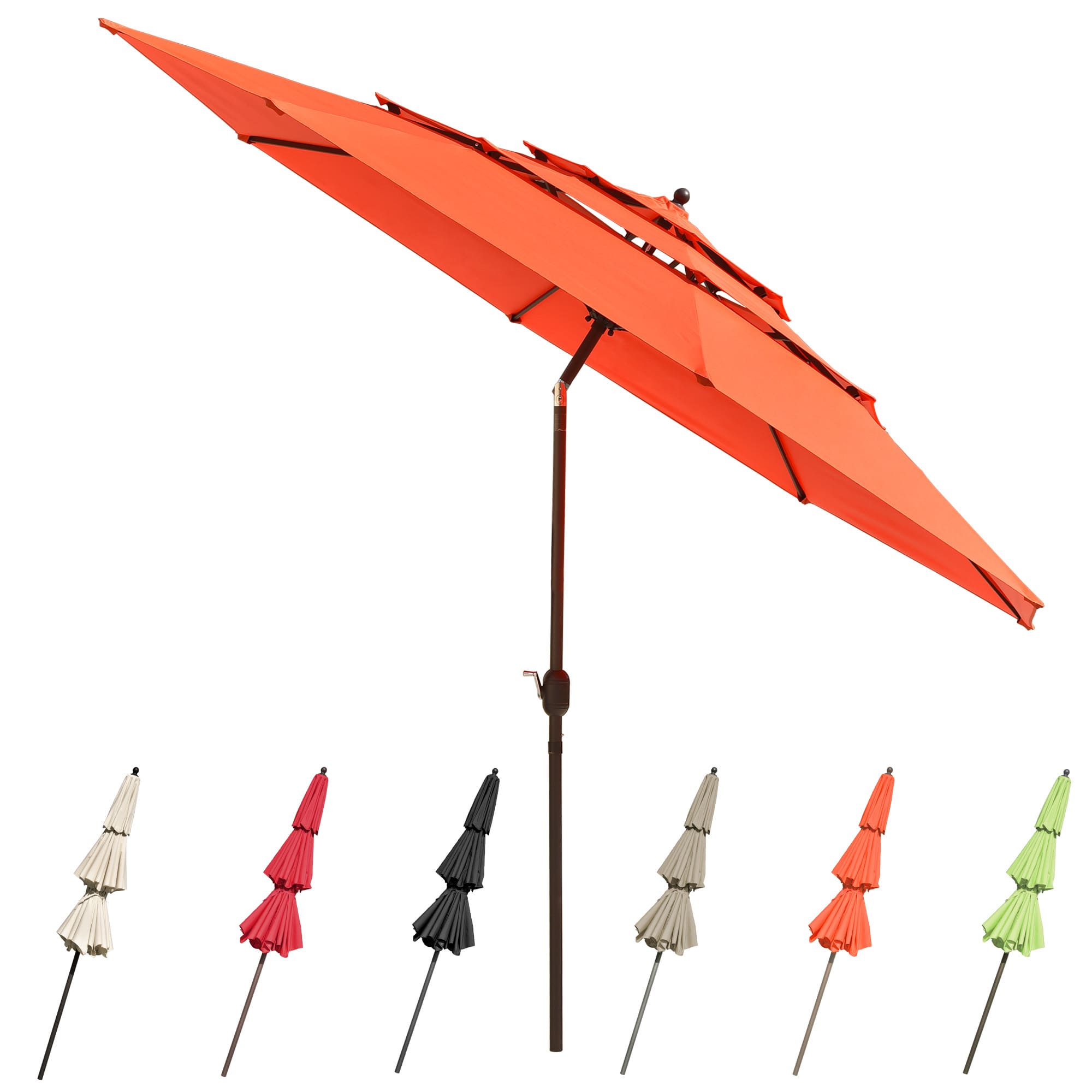 Yescom 07UMB040-3T11F-13-LO 11 FT 3 Tier Patio Umbrella with Crank Handle Push to Tilt