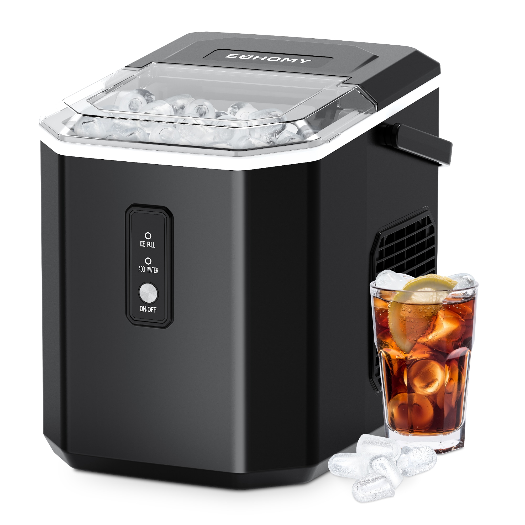 SIMZLIFE IM011-BBL-S-LS-SC 35lbs/24H Nugget Countertop Ready in 8 Mins with Self-Cleaning/ Ice Scoop and Basket in Black
