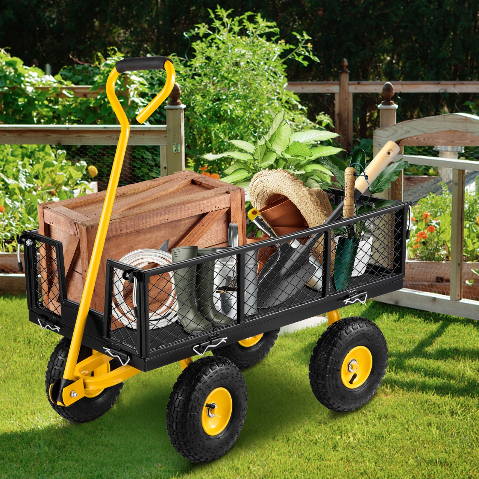 Steel Garden Cart 500 lbs Load Wheelbarrows & Yard Carts at