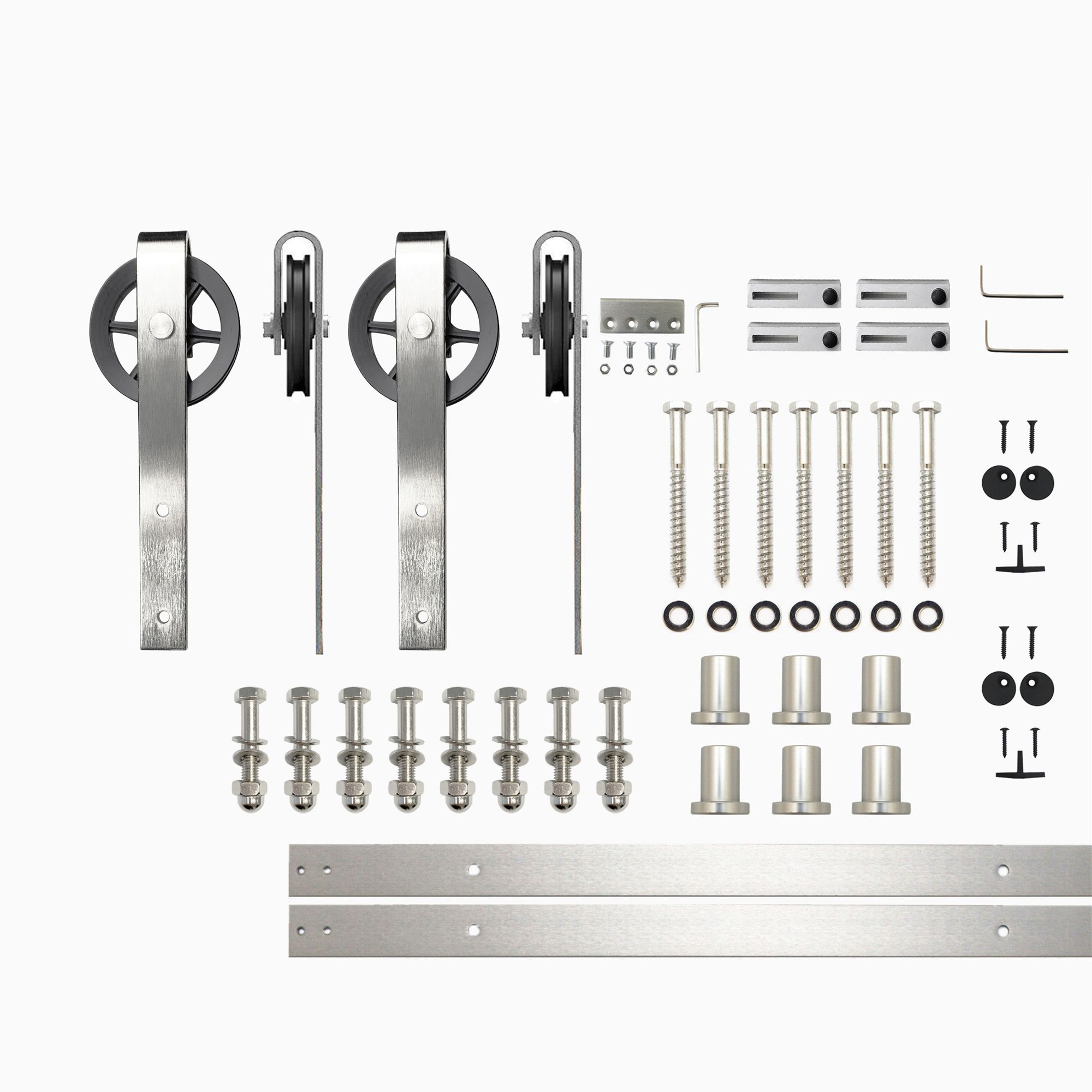 HOMACER HL2DNZ108C 108-in Brushed Brushed Nickel Indoor Spoke Wheel Double Barn door hardware kit