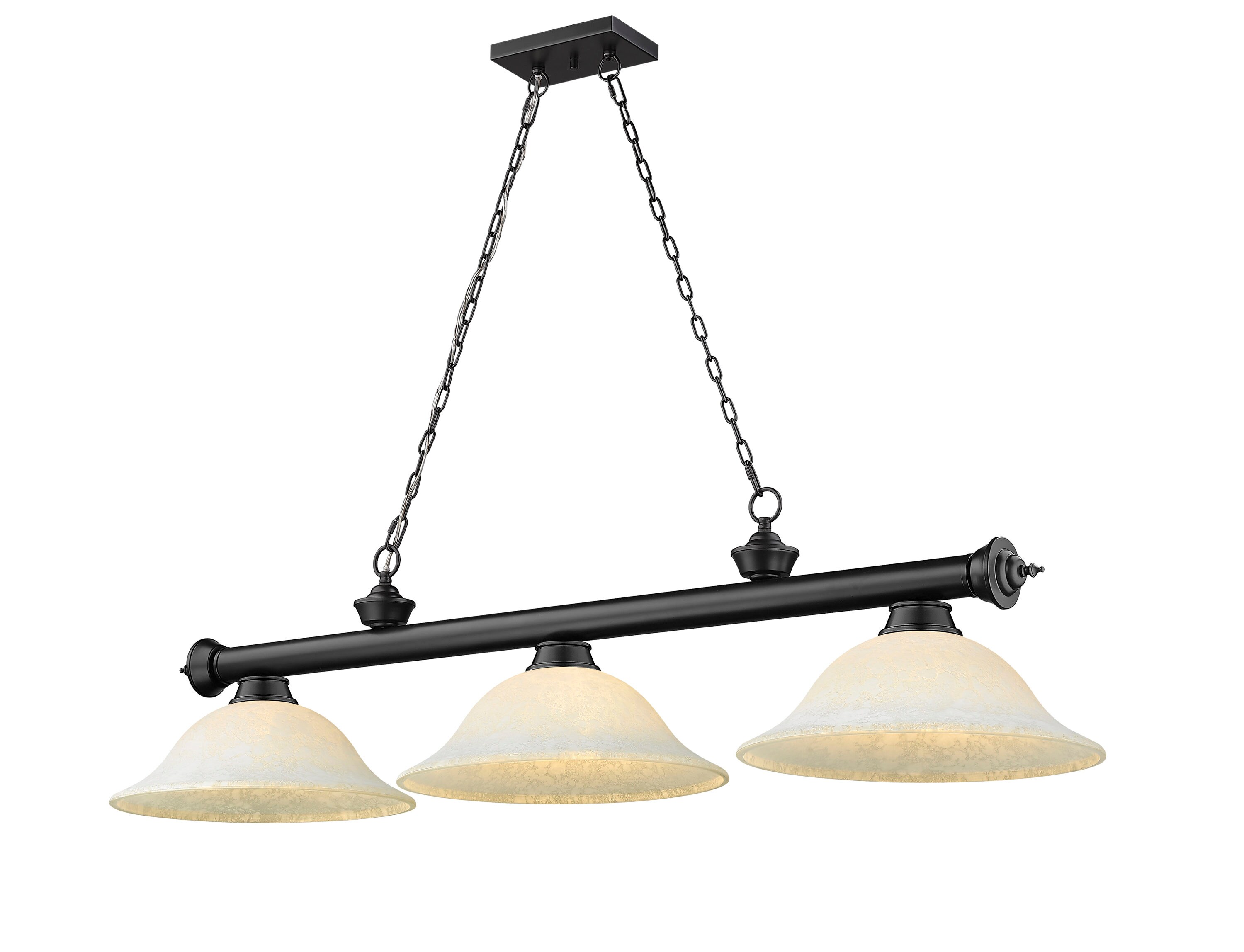 Z-Lite 2306-3MB-WM16 Cordon Matte Black Incandescent Medium Base (e-26) Pool Table Lighting
