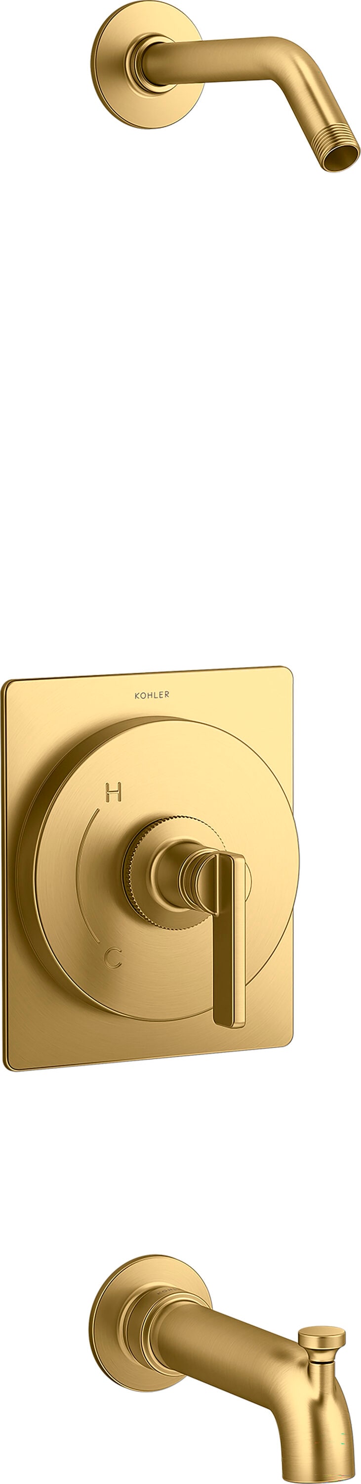 Vibrant Brushed Moderne Brass Wall Mounted Bath and Shower Trim Kit
