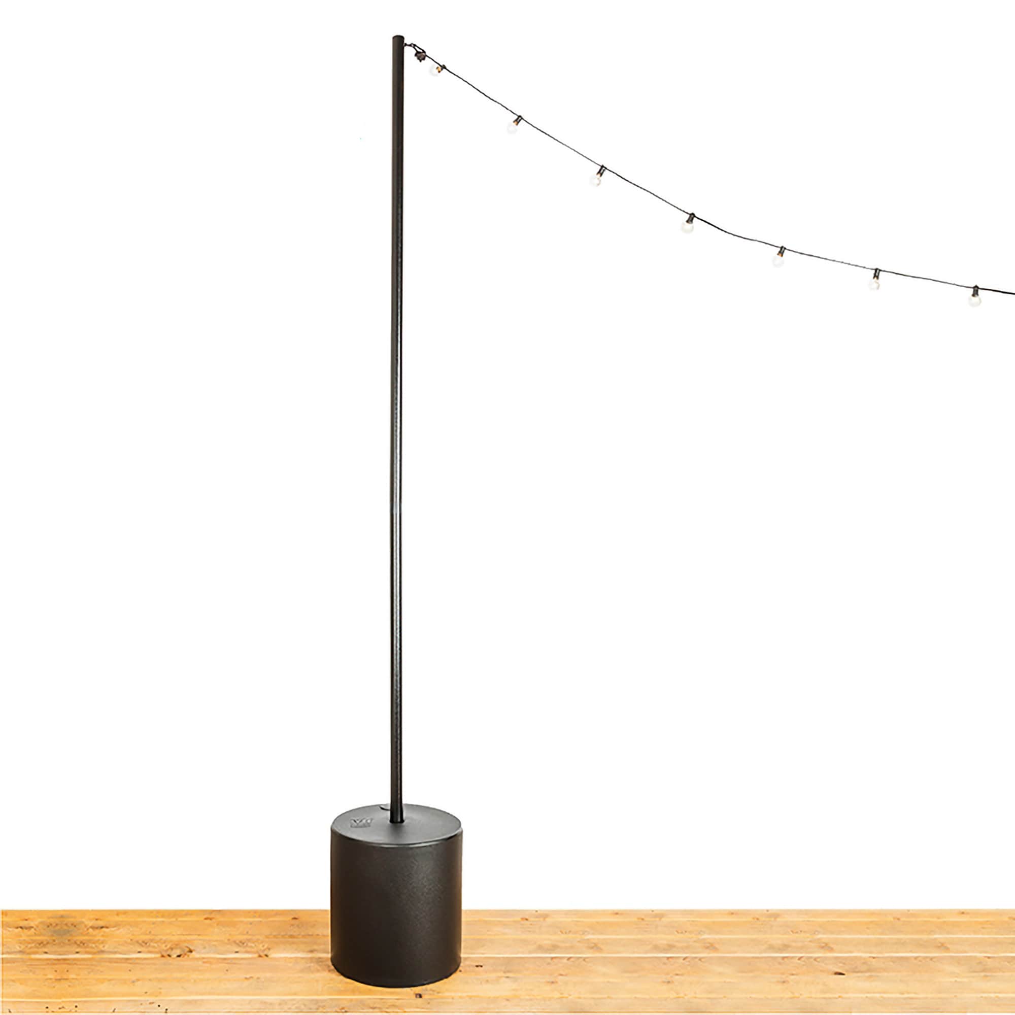 9.5' Heavy-Duty String Light Pole Stand with Freestanding Tank Base for Grass, Patio, Events