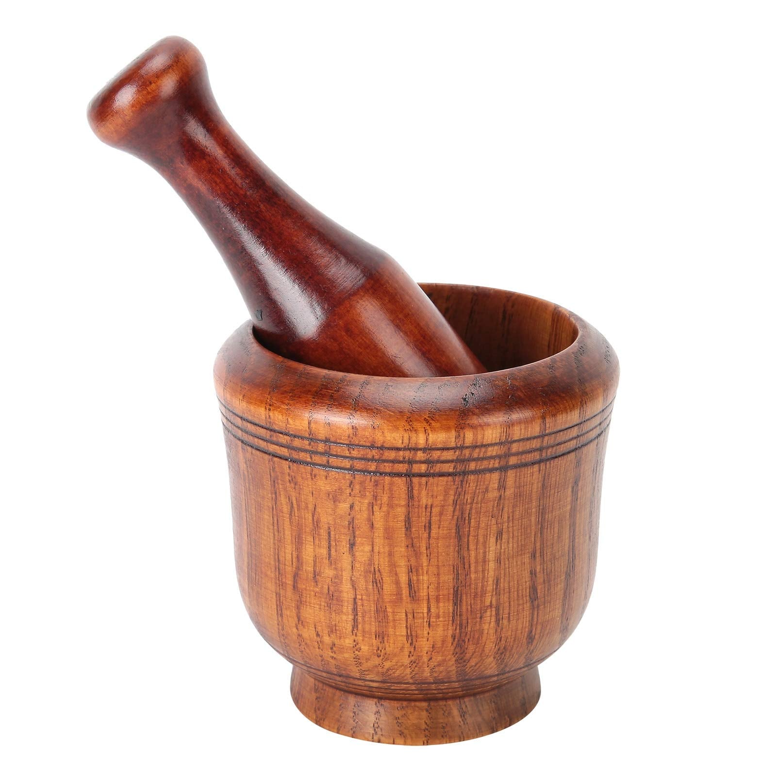 Aoibox  Jujube Wood Mortar and Pestle Set Manual Spice Grinder for Garlic Ginger and Herbs Kitchen Bowl