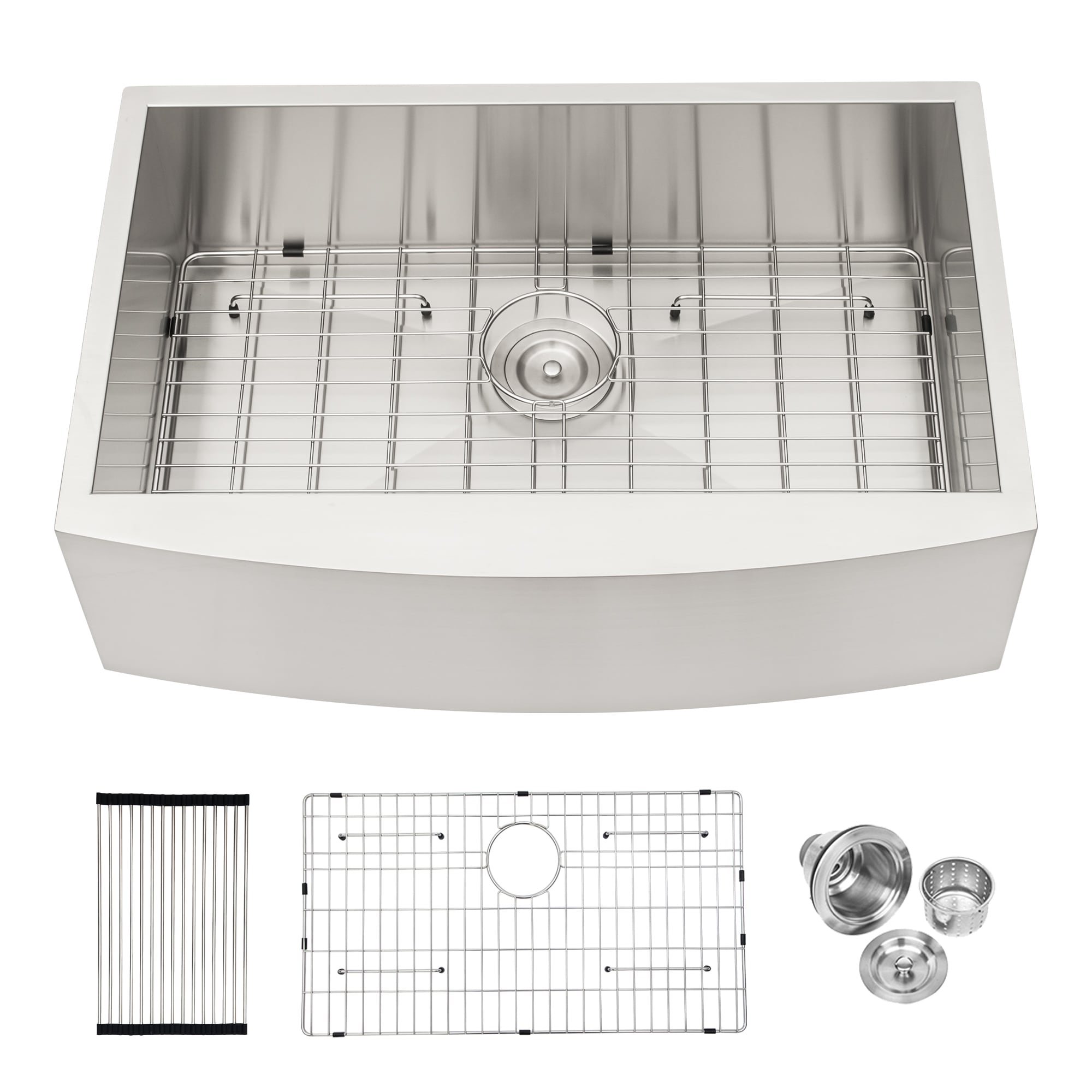 Forclover Kitchen Sinks Farmhouse apron front 33-in x 20-in Stainless steel Single bowl 16 -Gauge Kitchen Sink