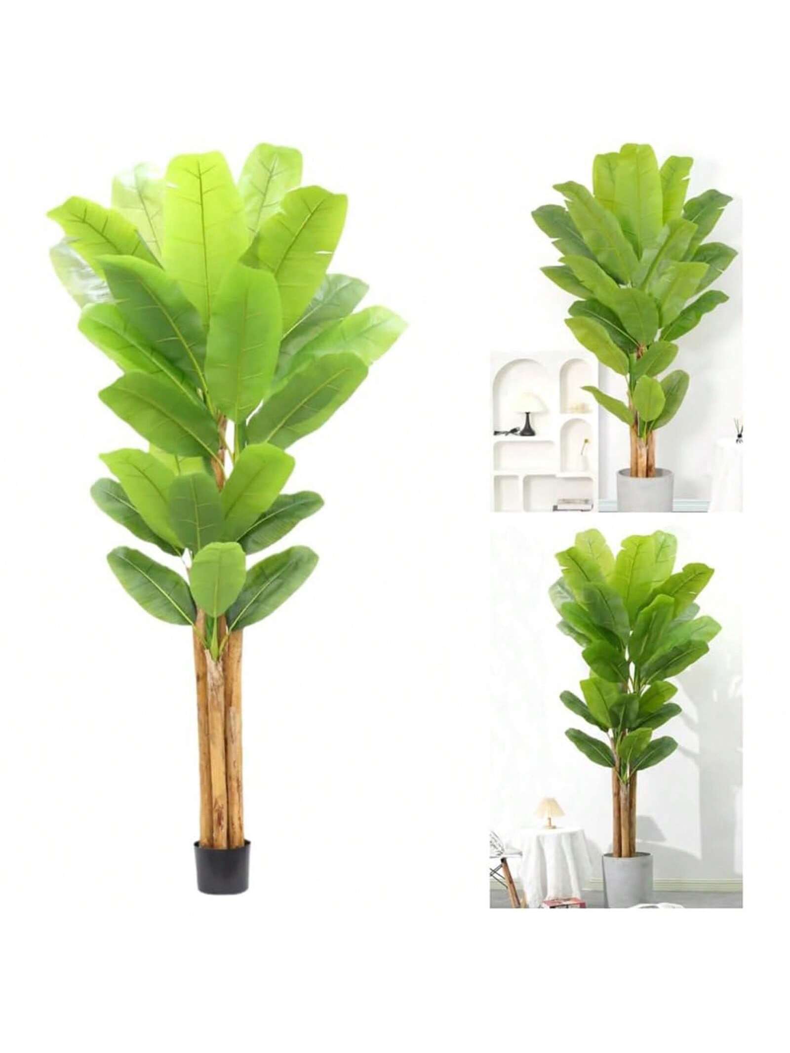 WhizMax GGL-FQZOL-BZFO27QI 6.9FT Tall Artificial Banana Tree Fake Banana Tree With 10 Large Leaves And Natural Bark Free Maintenance Greenery Potted Plant For Home Living Room Office Decor