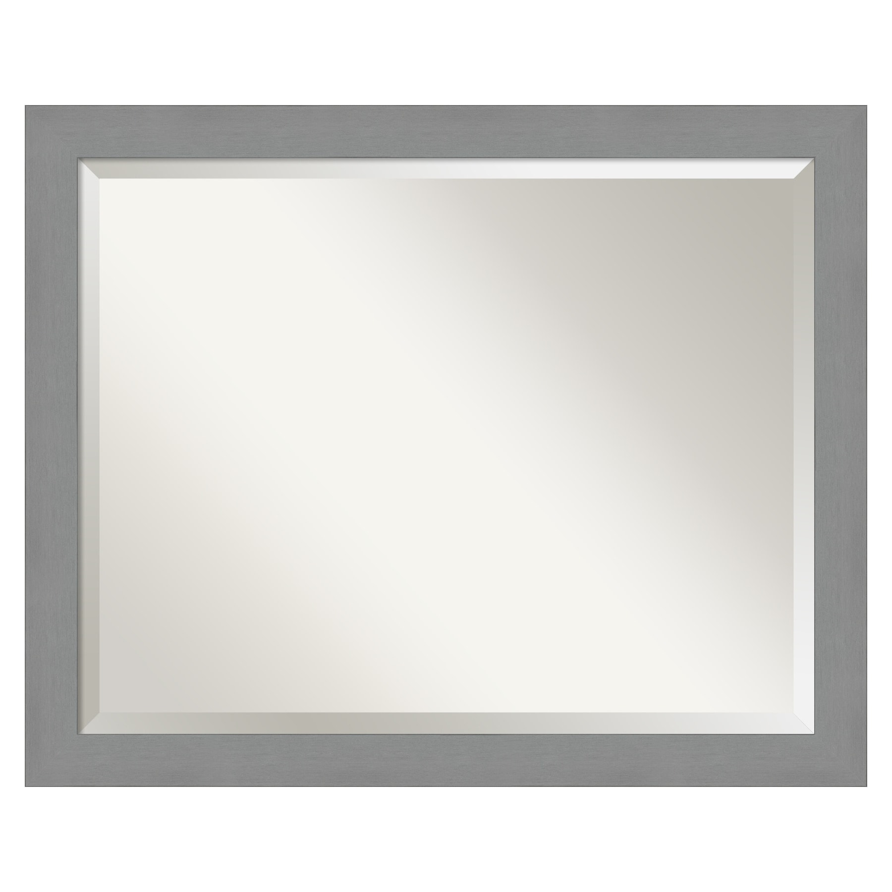 Amanti Art Brushed Nickel Frame 31.5-in W x 25.5-in H Brushed Silver Rectangular Bathroom Vanity Mirror