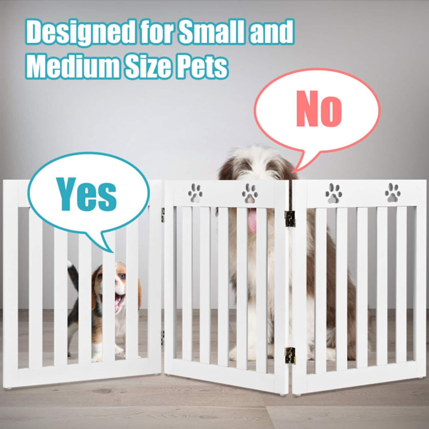 Mondawe 24-in H Freestanding Expandable White Wood Pet Gate in the Pet ...