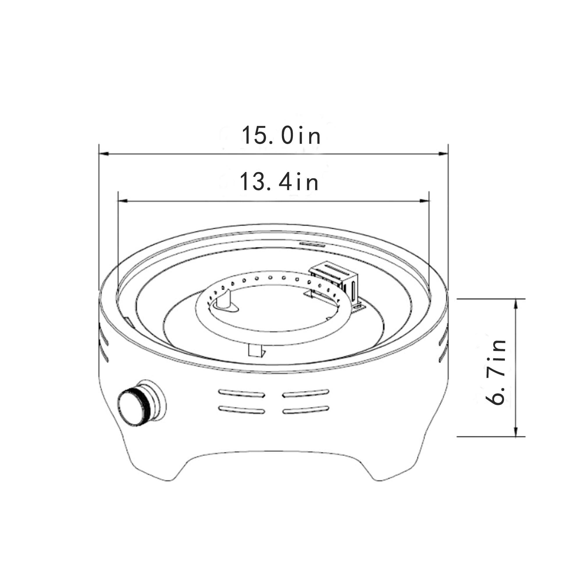 Bybafun 15-in W 40000 Maximum BTUs Steel Round Portable Liquid propane ...
