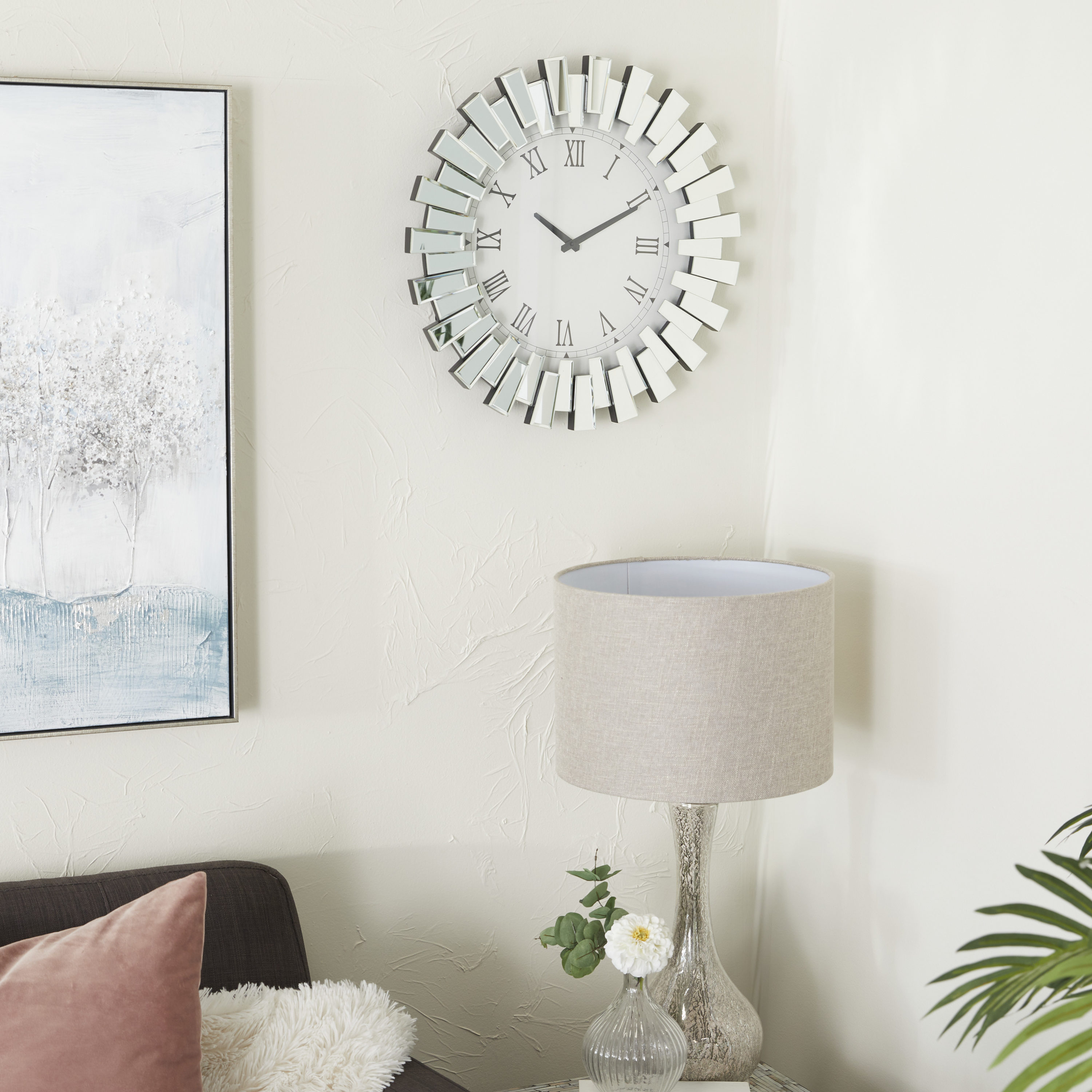 Grayson Lane 67982 Mirrored Glass Analog Round Wall Glam