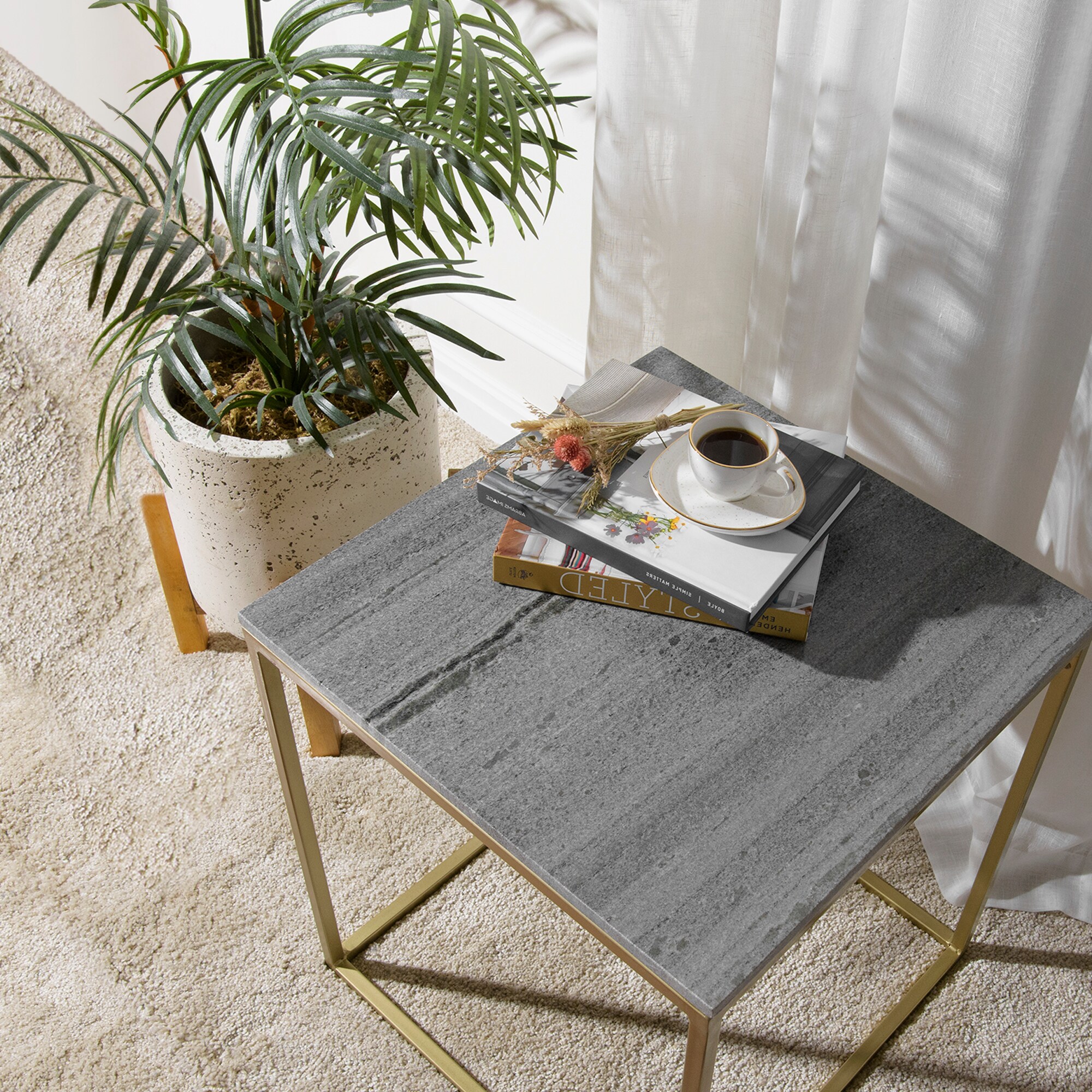 Best Home Fashion TABLE-PR07-GREY End-Tables - View #3