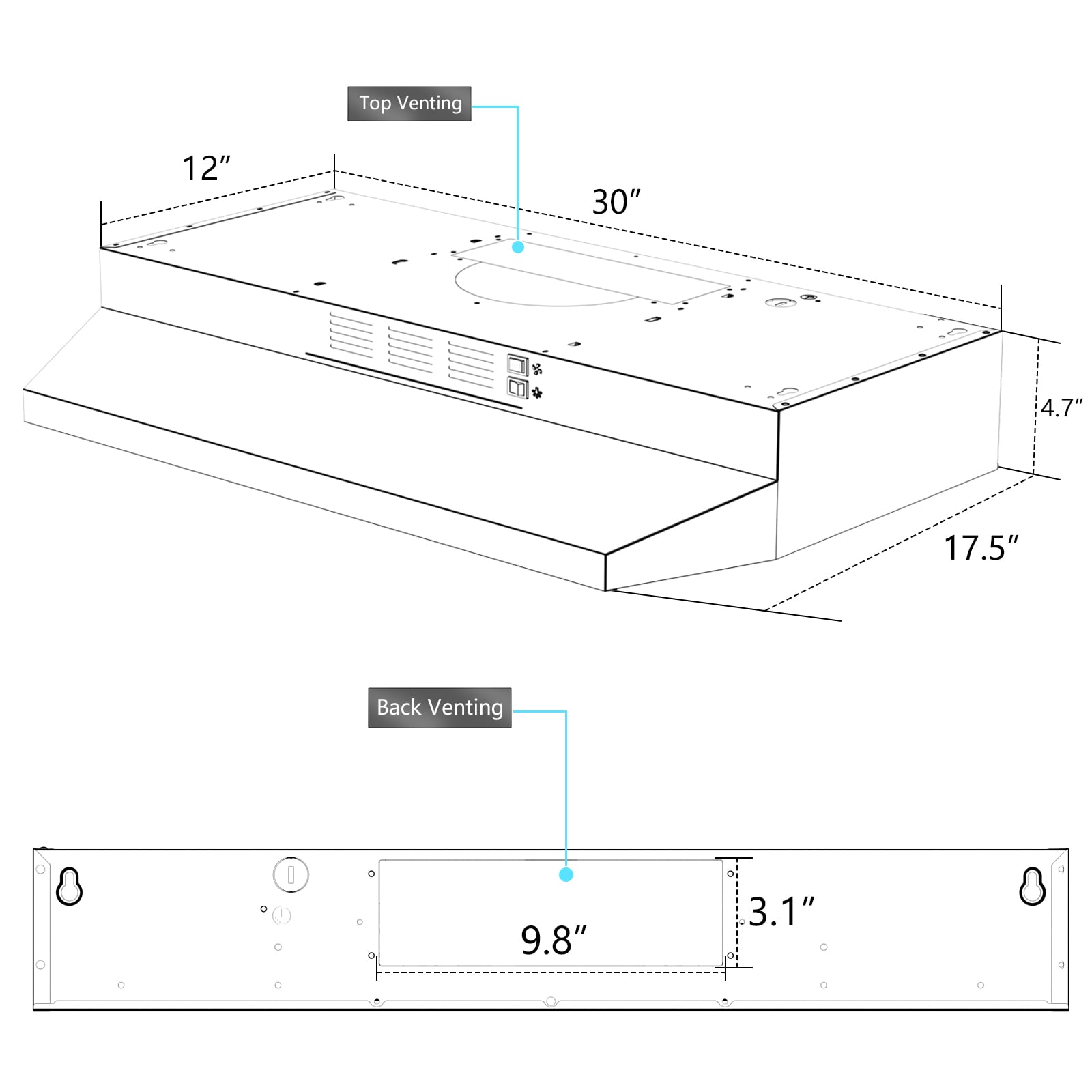 VIKIO C0130H Undercabinet-Range-Hoods - View #12