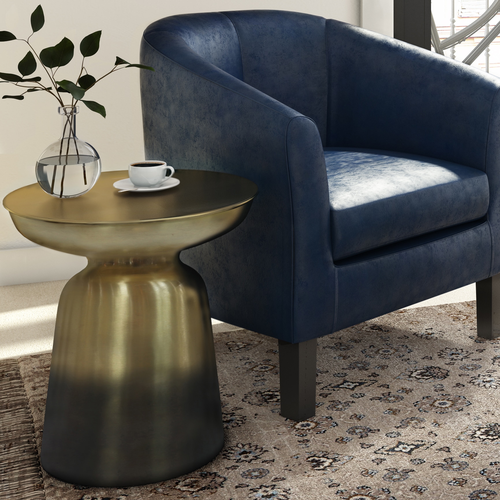 Simpli Home Toby 15.75-in W x 17.7-in H Gold/Black Ombre Metal Round Modern  End Table Fully Assembled in the End Tables department at