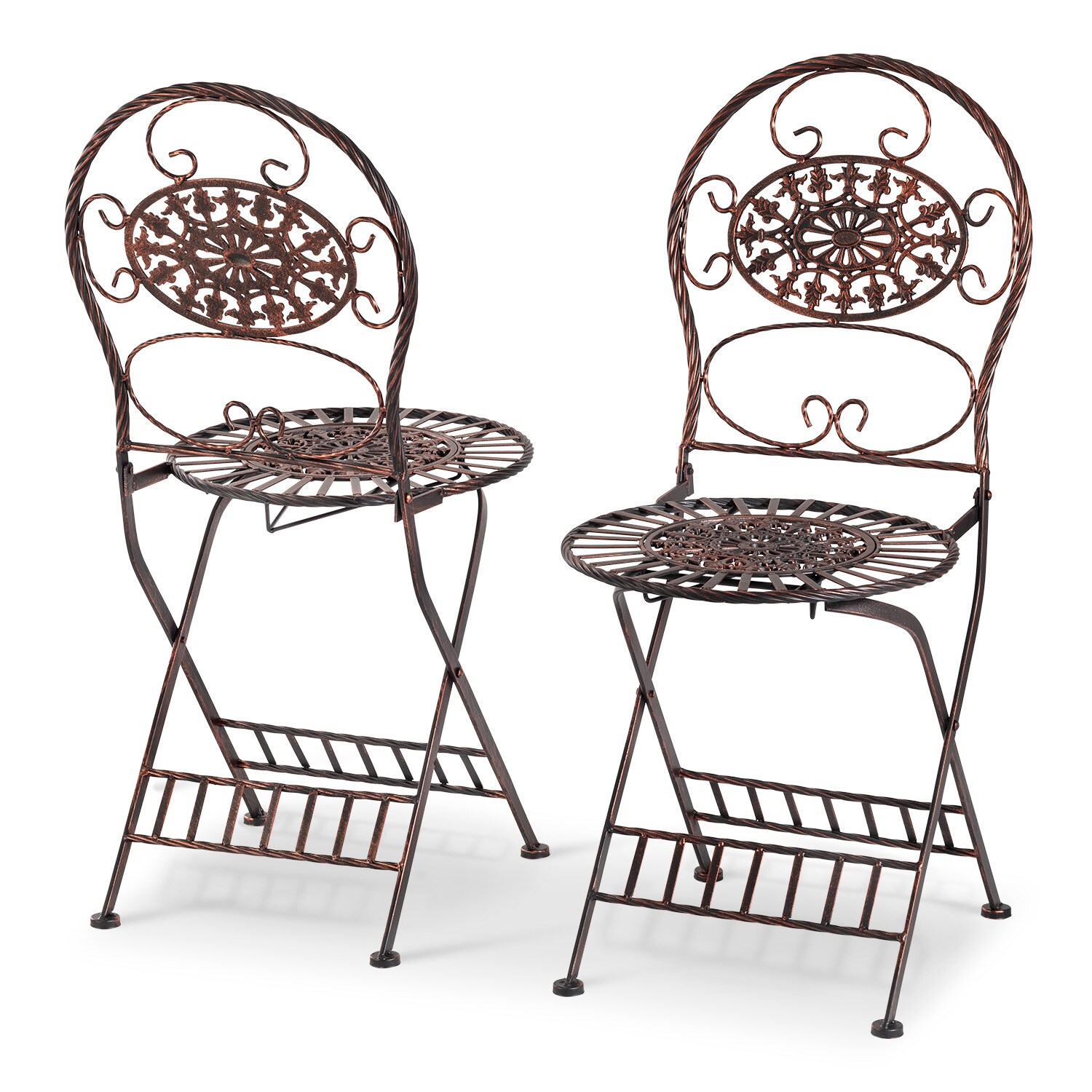 Bronze Floral 3-Piece Metal Outdoor Bistro Set