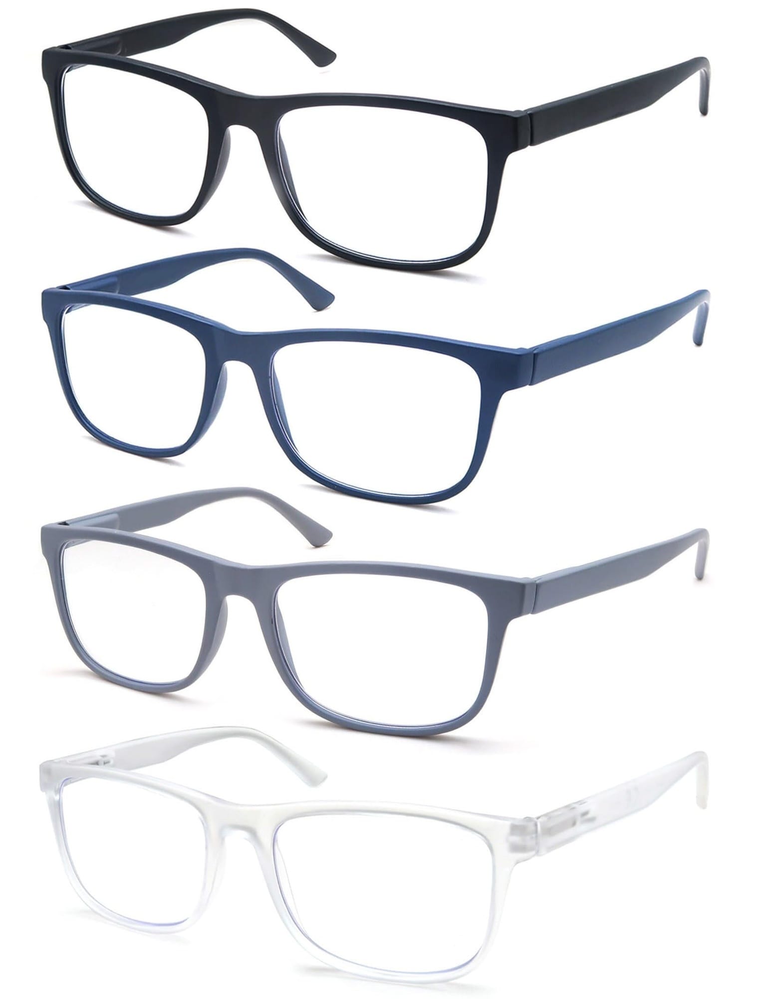 Yichuhaoxi Large reading glasses for men oversized wide square frames lightweight magnifying readers for big head 1 25 strength 4 pack includes soft cases