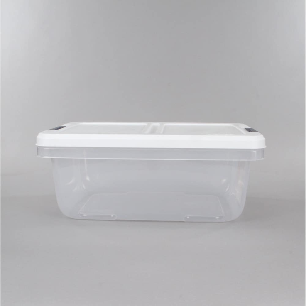 Hefty Small 3.75-Gallons (15-Quart) Clear Base with White Lid Tote with ...