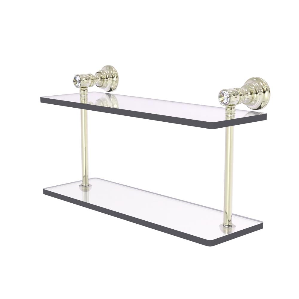 Allied Brass CC-2-16-PNI Carolina Crystal Polished Nickel 2 -Tier Wall mount Bathroom Shelf ( 16-in x 9.2-in x 5-in )