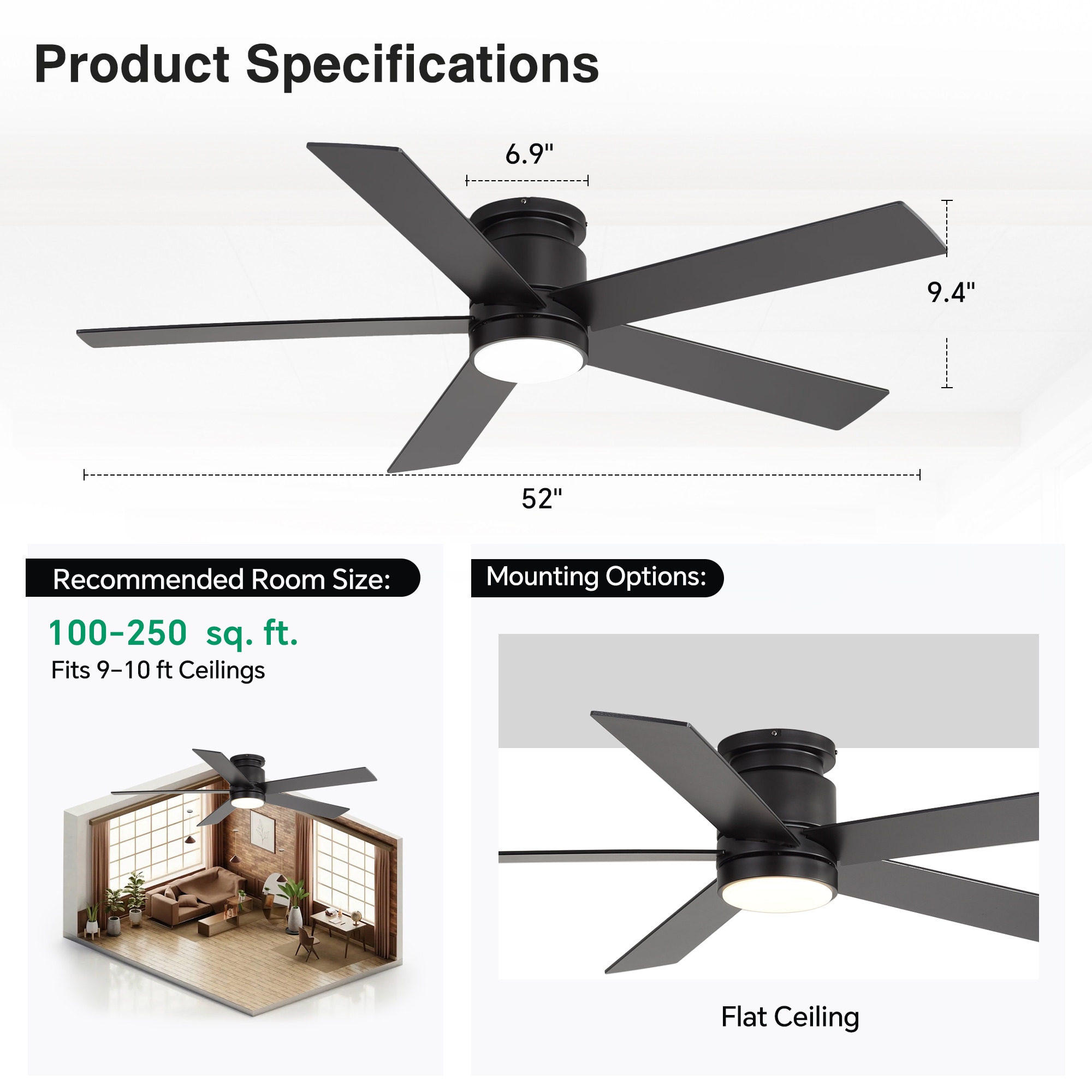 Flashwind A37ZY37016BK Ceiling-Fans - View #3